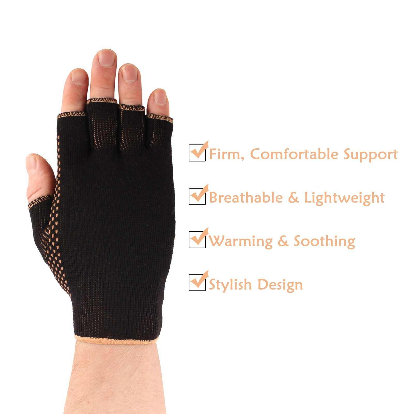 Copper D - Copper Compression Gloves - Rayon Charcoal and Copper Infused