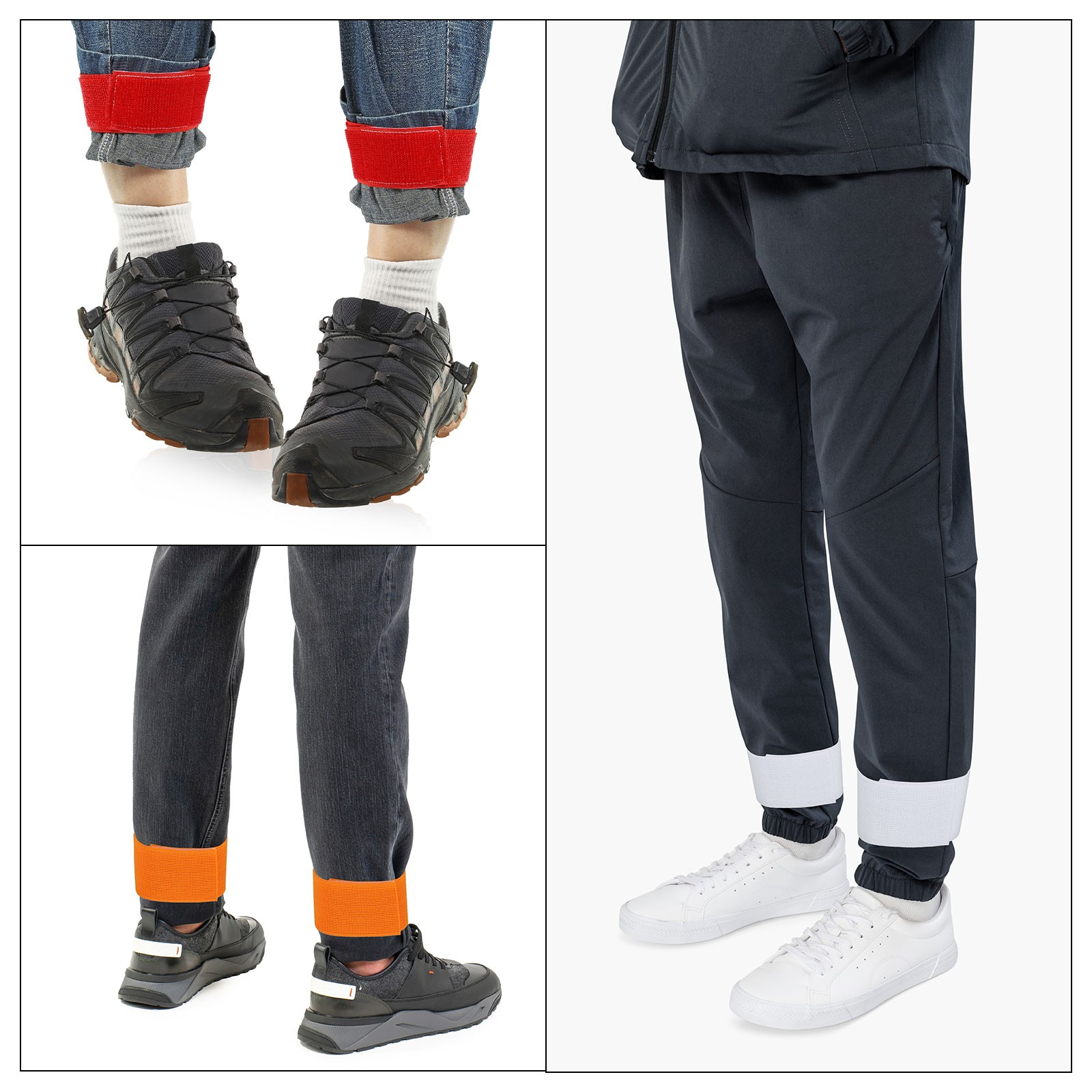 2 Set Boot Straps Elastic Ankle Straps Pants Leg Bands 12" Black