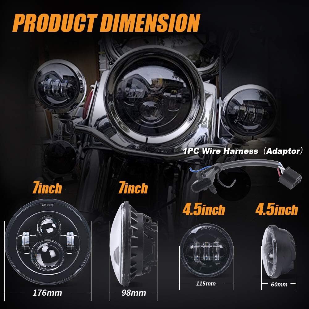 7" inch Led Headlight + 4.5" Fog Lights For Yamaha V-Star XVS 650 950 1100 1300