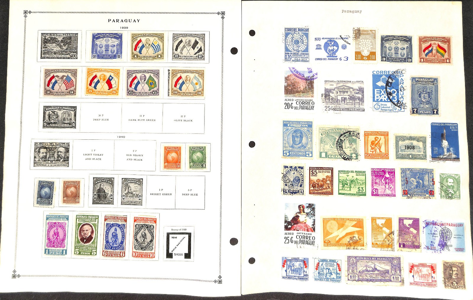 Paraguay Stamp Collection on 35 Scott International Pages, 1879-1959 (BF)
