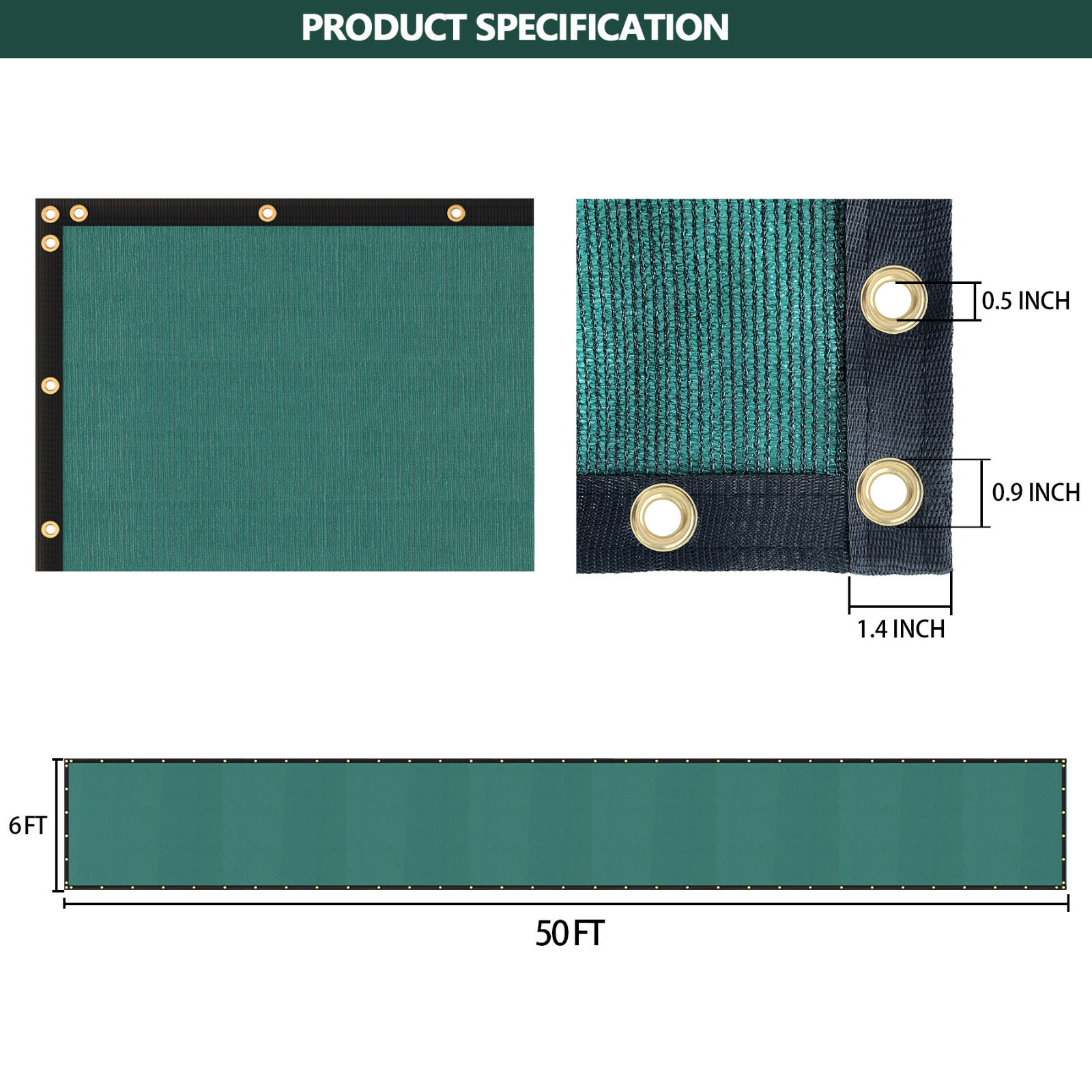 6ft x 50 Privacy Fence Screen Garden Yard Windscreen Mesh Shade Cover Green