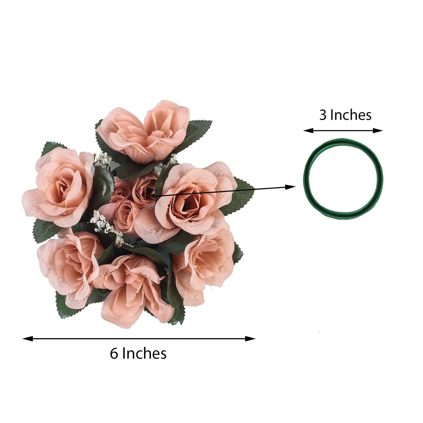 4 Dusty Rose CANDLE RINGS with SILK ROSES Wedding Flowers for Centerpieces SALE