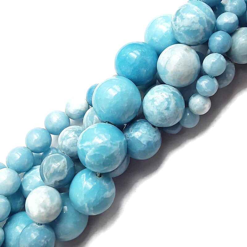 Larimar Quartz Smooth Round Beads 6mm 8mm 10mm 12mm 14mm 15.5" Strand