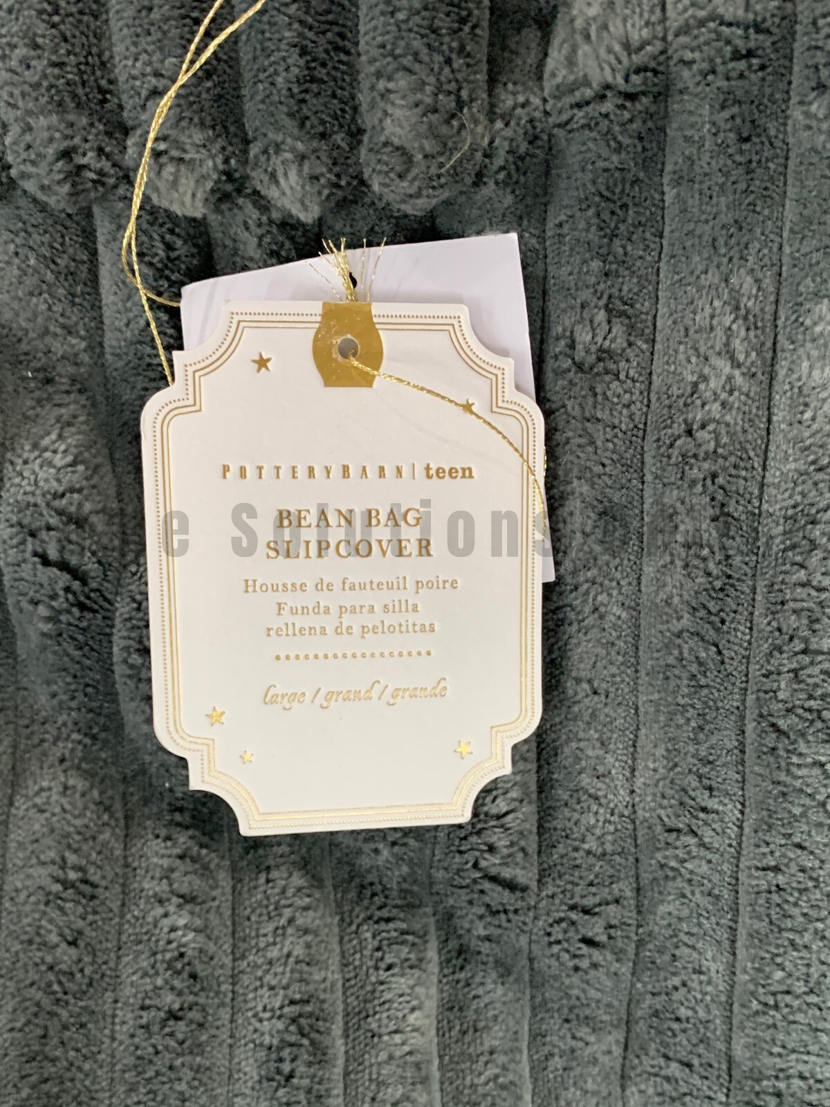 Pottery Barn Teen Charcoal Chamois Bean Bag Chair Slipcover Gray 41" #Z1301