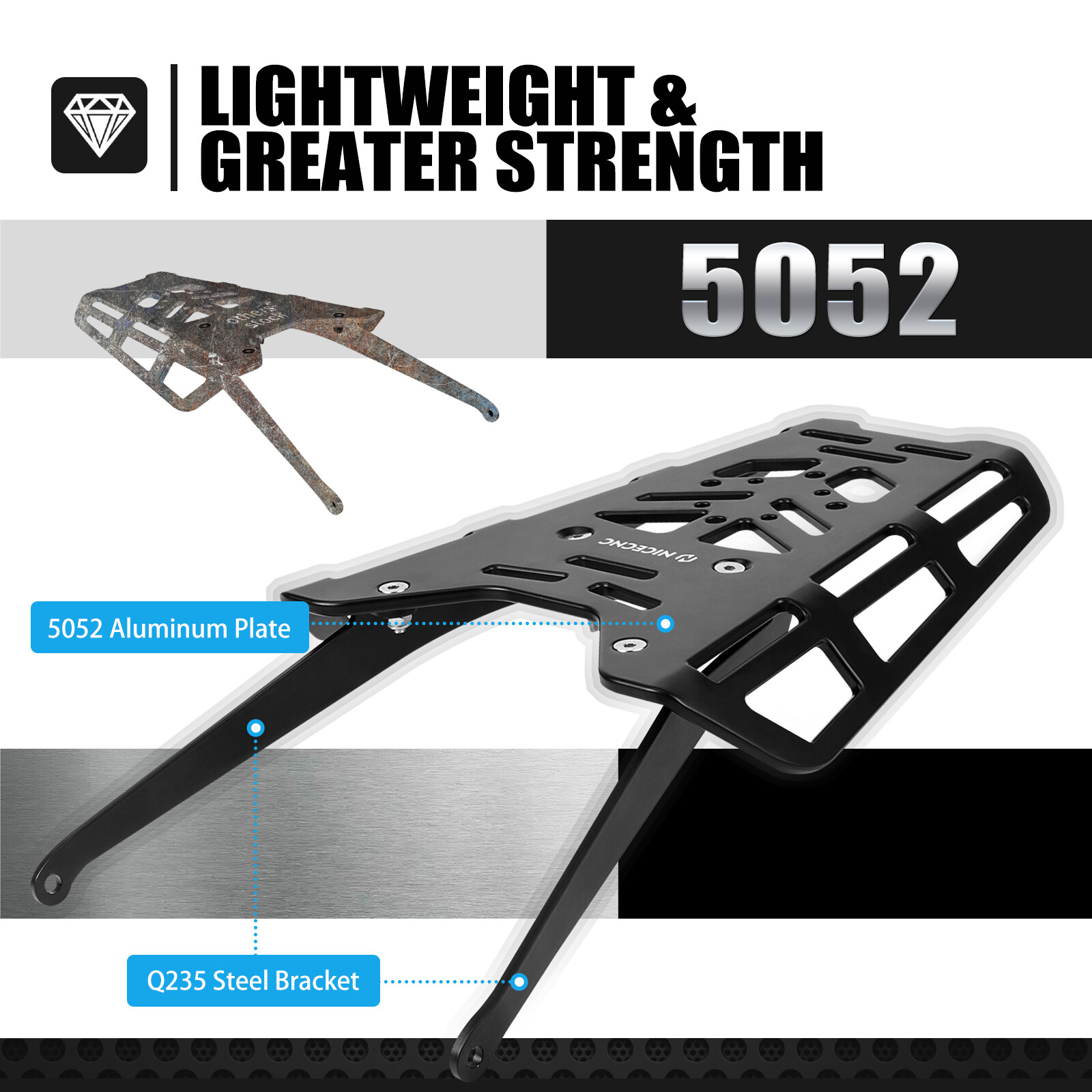 CNC Rear Luggage Rack Bracket Kit For Suzuki DR-Z400SM DRZ400S 400SM 2000-2025