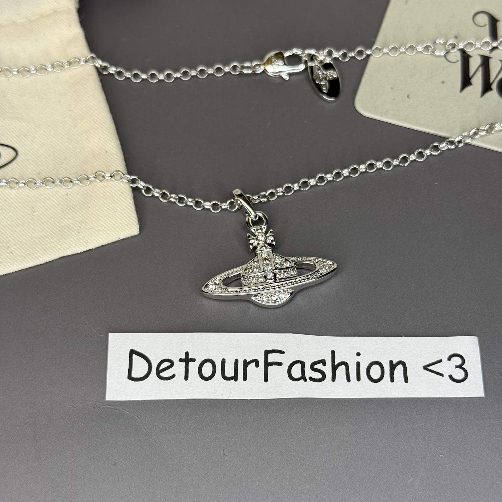 Vivienne Westwood Silver Mini Bas Relief Necklace WITH BOX