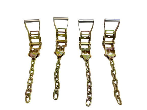 8 pt Kit 18' Purple DW Rollback / Flatbed Car Tie-Downs w/ Chain Tails