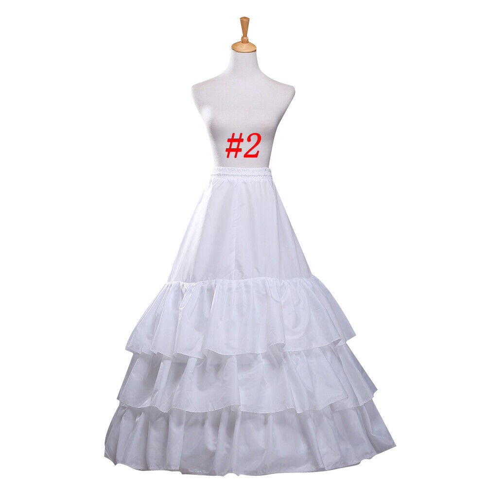 Women Wedding Crinoline Slip Gown Underskirt White Bridal Petticoat Hoop Skirt