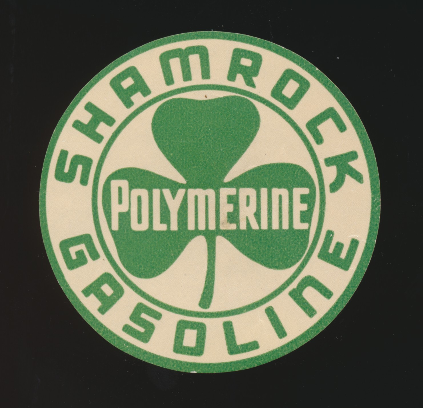 Vintage Shamrock Polymerine Gasoline Advertising Souvenir Decal