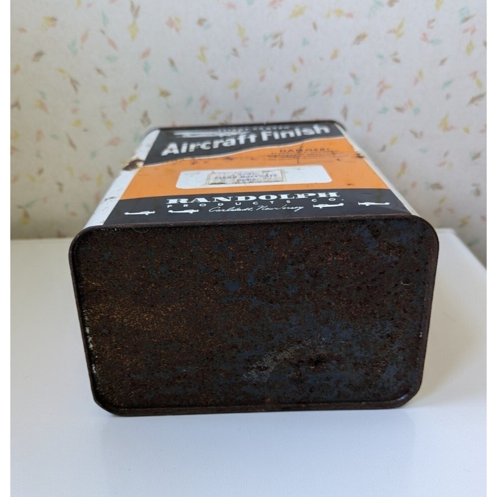 RANDOLPH PRODUCTS Flight Proven Aircraft Finish Tin Airplane Graphic Vintage