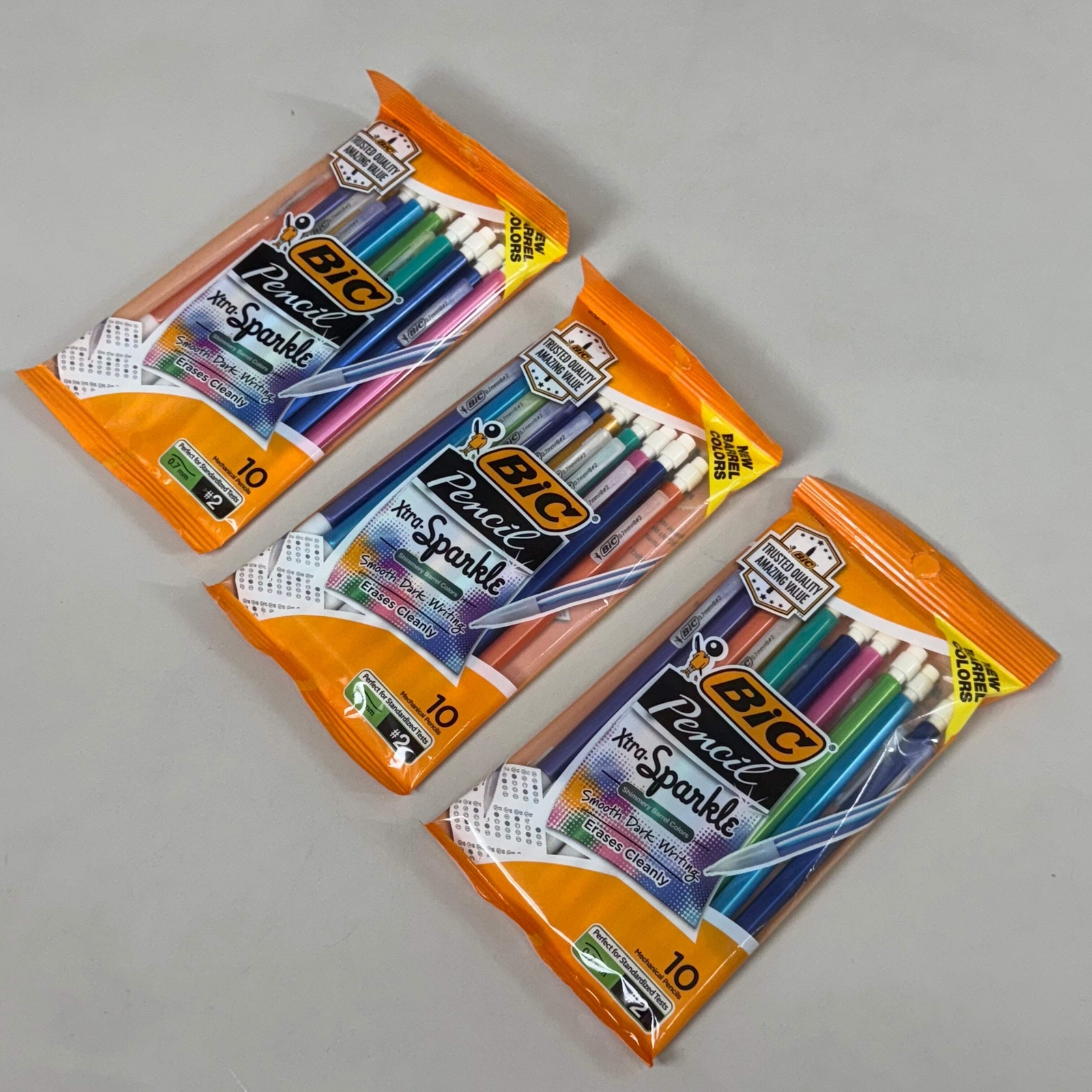BIC (3 PACK 30 PENCILS TOTAL) Xtra-Sparkle Mechanical Pencil 0.7mm #2 Multicolor