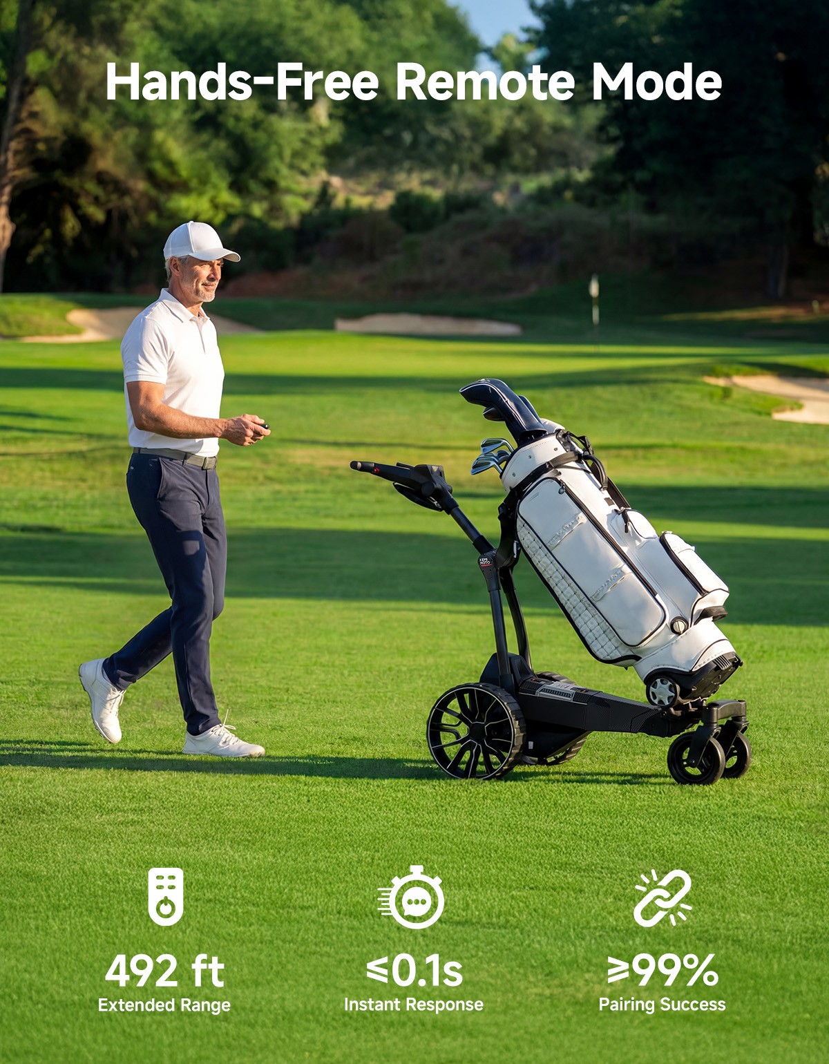 ApexR Foldable Electric Golf Push Cart Trolley Remote Control with Assist Mode