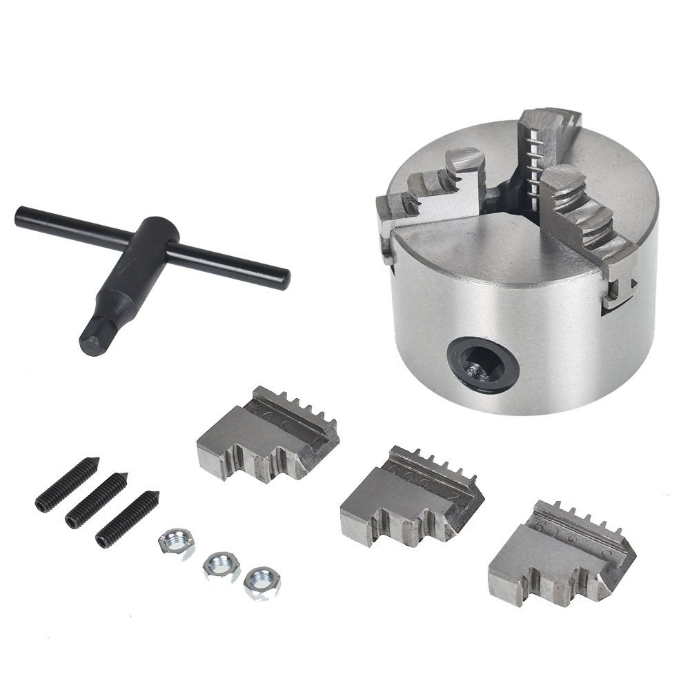 Lathe Chuck K11-80 3" 3-Jaw Self-Centering Design 80mm Steel Grinding Jaw