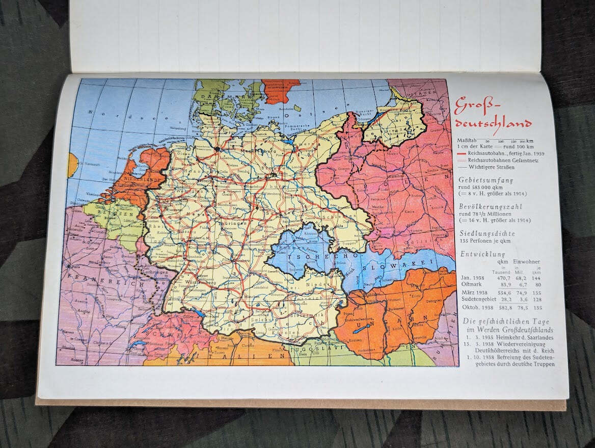 WWII German Grossdeutschland School Day Book for Students Jugend Youth Deadstock