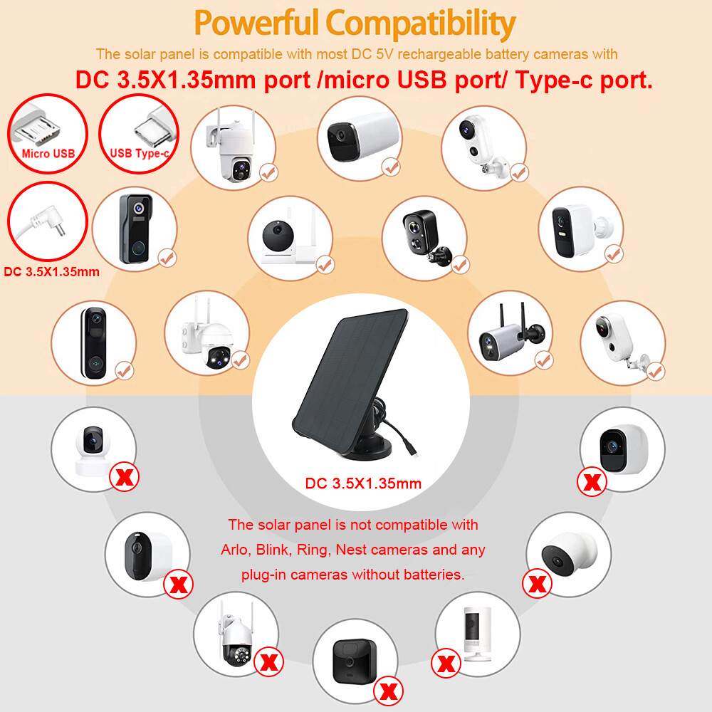 Solar Panel Charging for Arlo Essential Spotlight / XL Spotlight Camera Battery