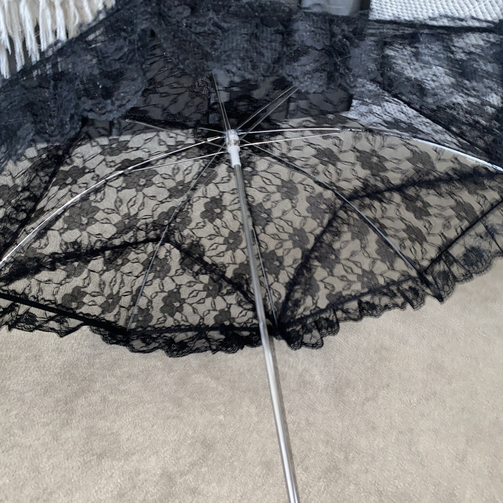 Goth Gothic Cosplay Wedding Bride Bridal Umbrella Parasol Black Lace