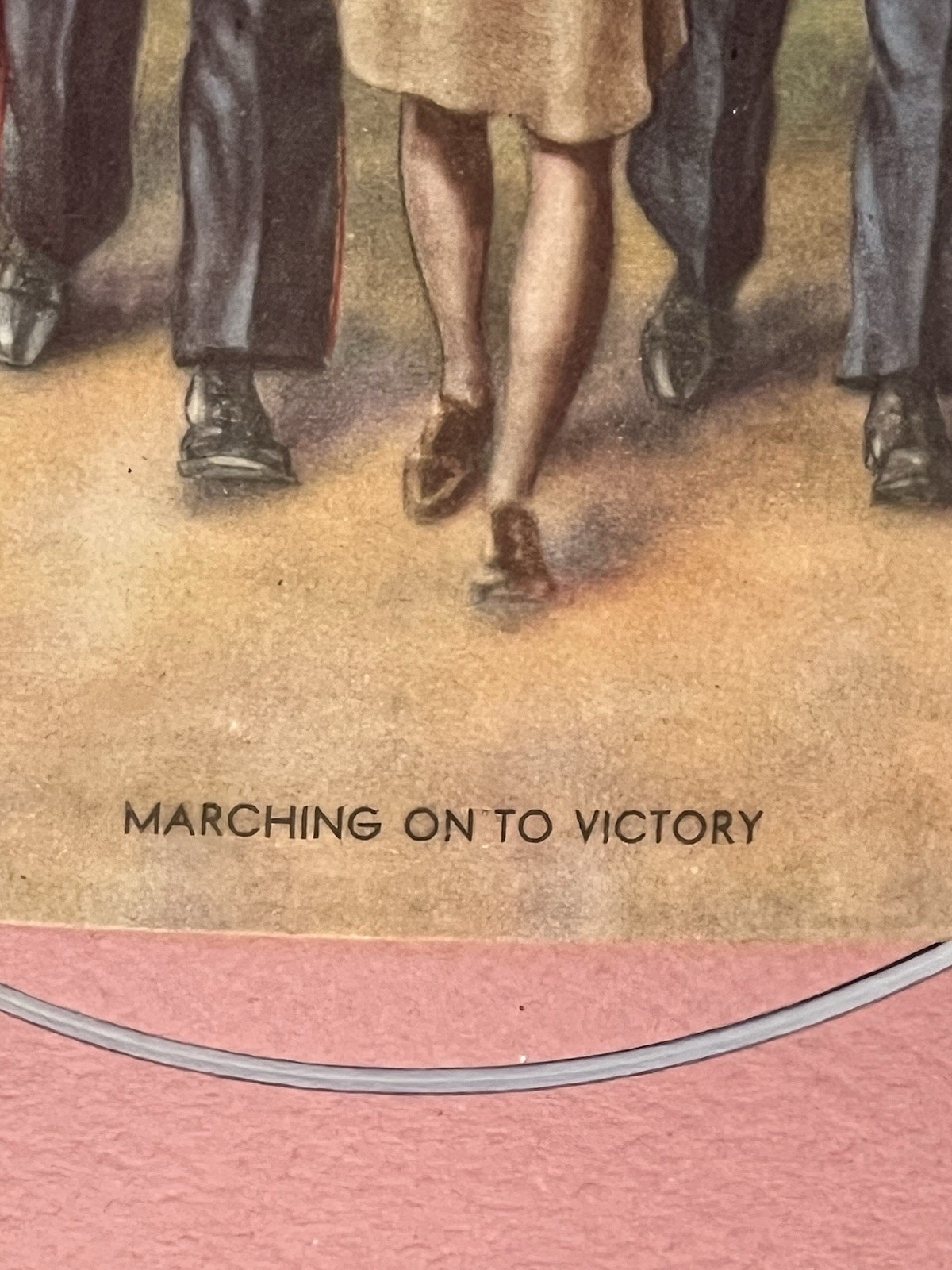 Vintage African-American Black Military Marching To Victory 12x19 Unique Frame