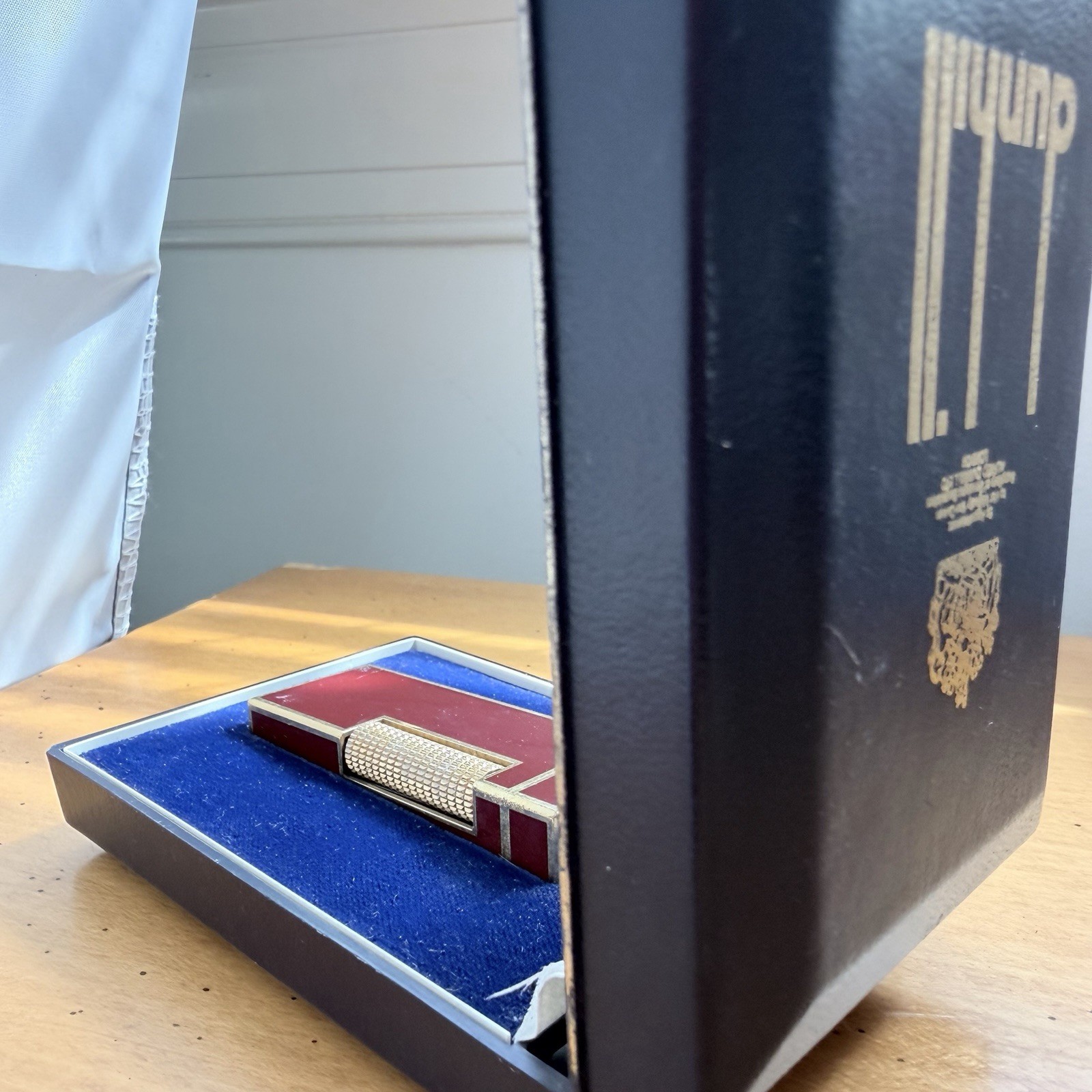 Dunhill Rollagas - Box & Papers - Gold Plated Ruby Red Laquer Vvhtf