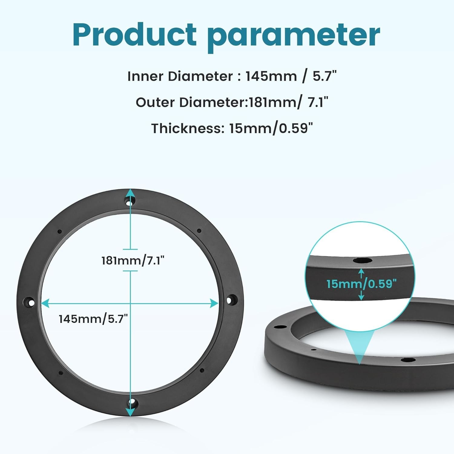 2× 6.5" Plastic Speaker Spacer Rings Bracket Subwoofer Custom Mounting Adapter