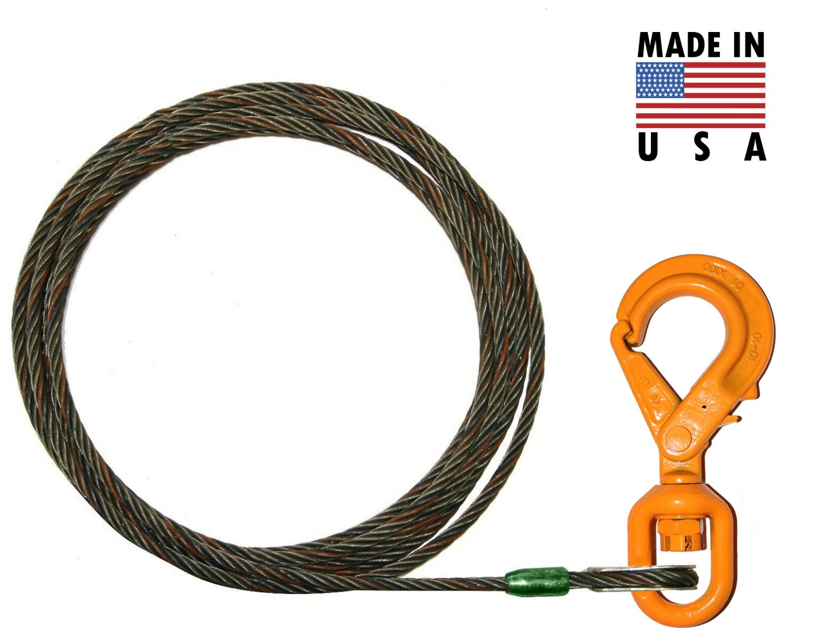 3/8 x 150' Winch Line Self Locking Hook Tow Cable Wrecker Truck USA