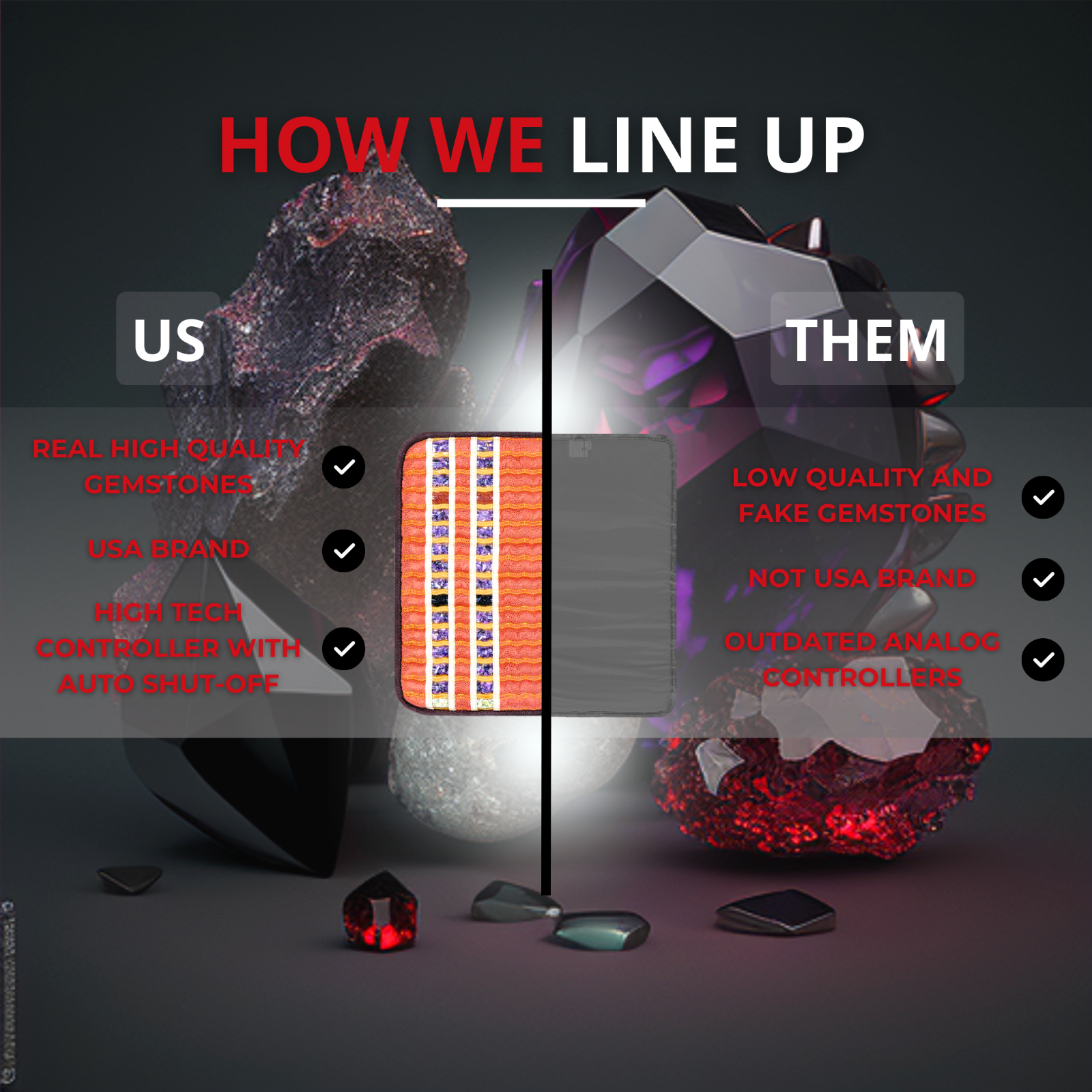 HealthyLine TAO Heating Mat Far Infrared Gem Pad for Pain Relief Therapy (18x18)