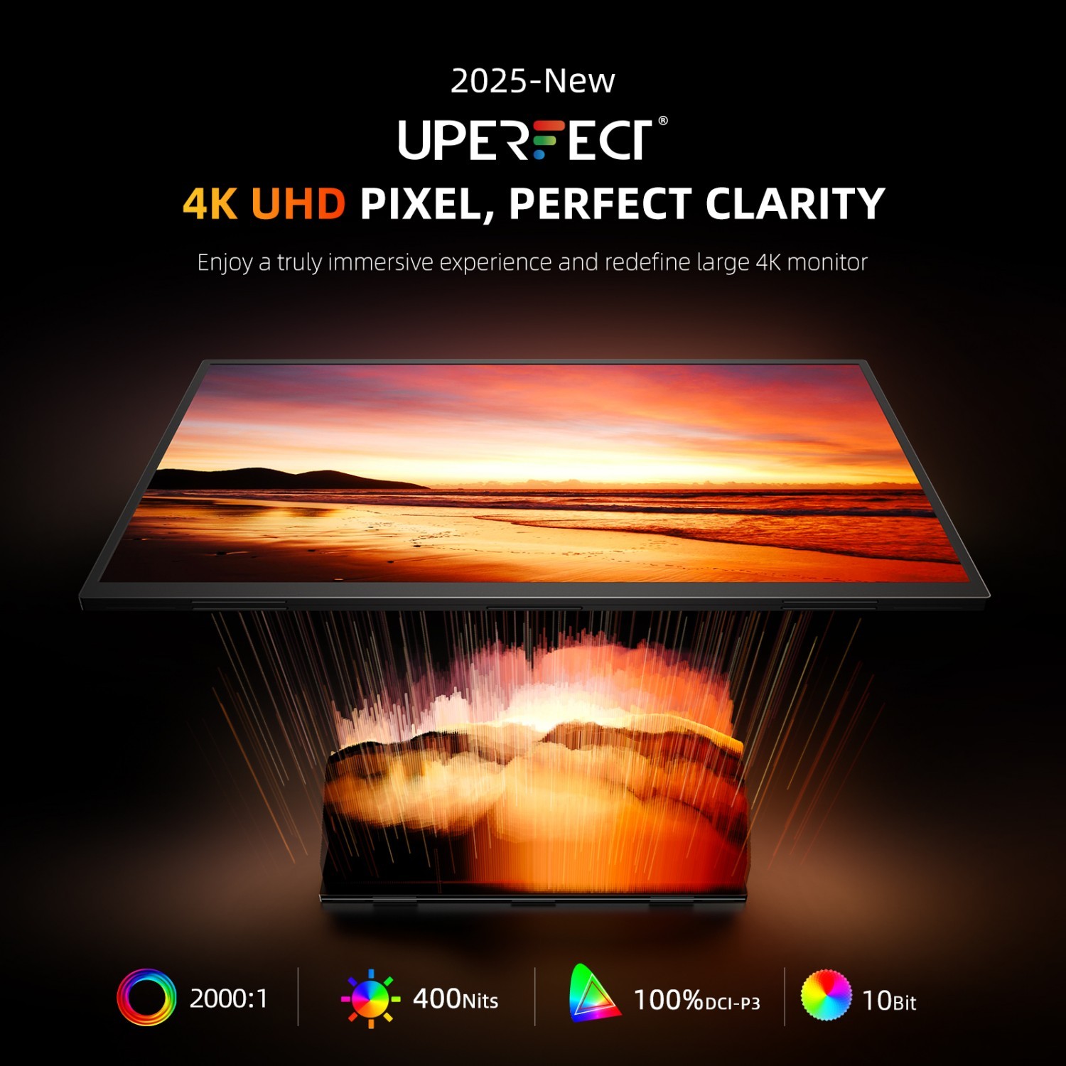 UPERFECT 23.8" 4K Portable Monitor 3840x2160 USB-C Screen HDMI Gaming Monitor