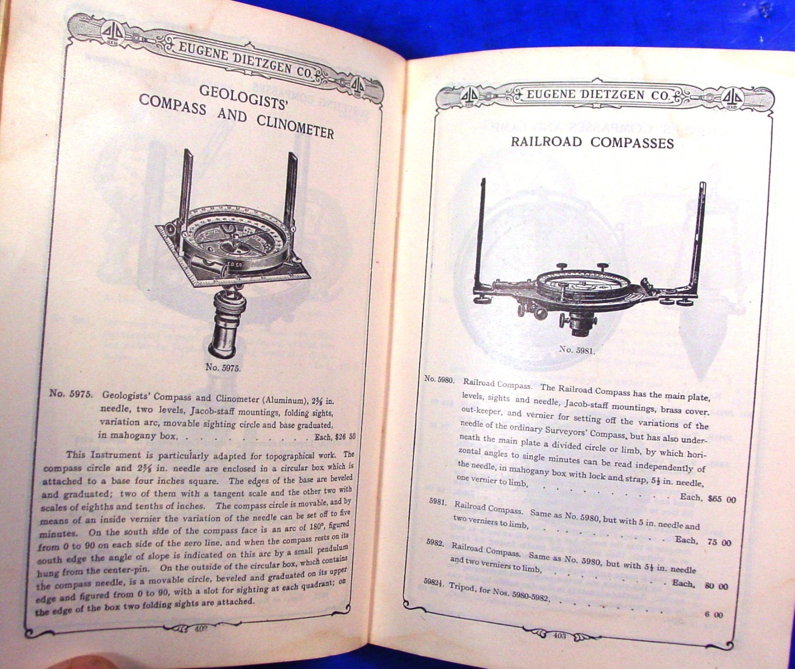 1910 Dietzgen Surveying & Drafting Insts. Catalog