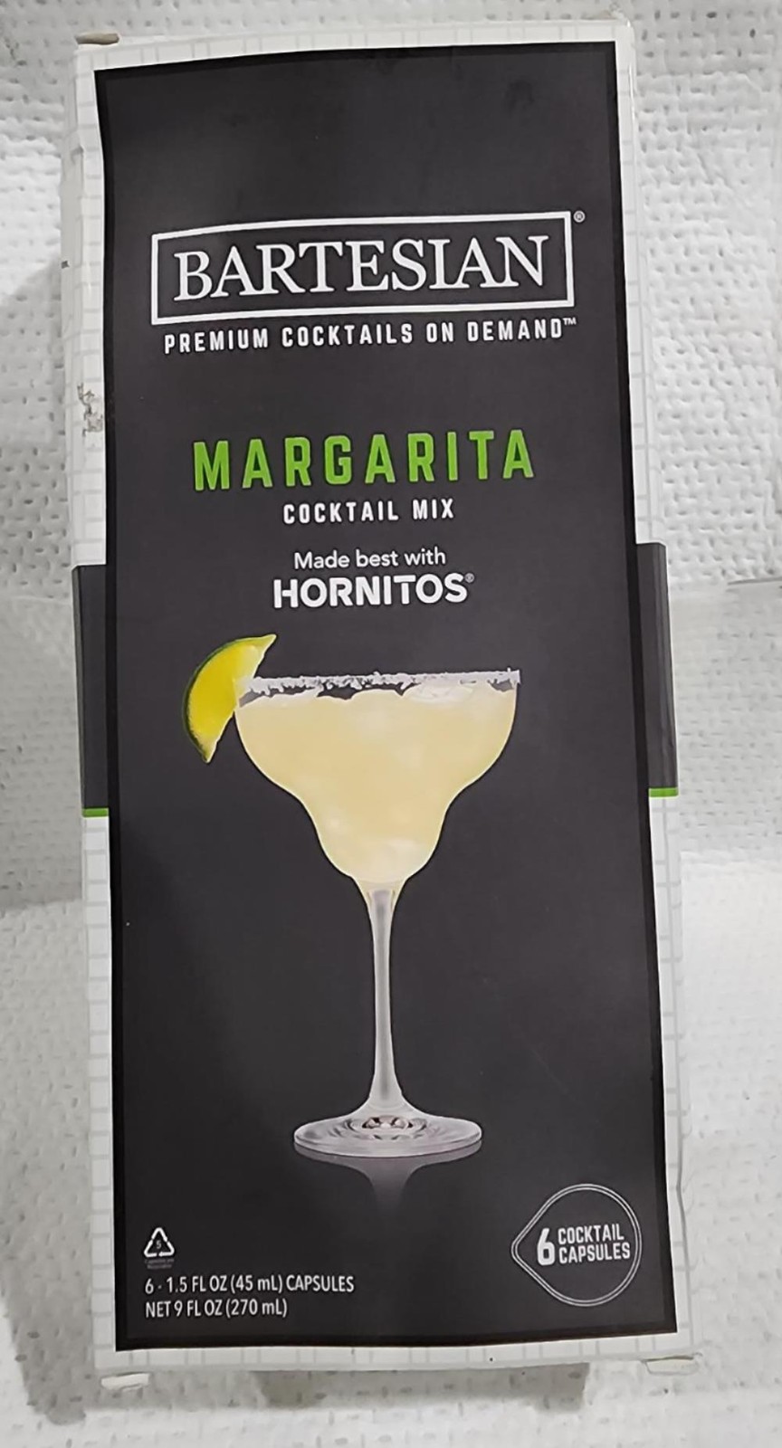 Bartesian Margarita Cocktail Mixer Capsules, Pack of 6 Cocktail Capsules BB 4/24