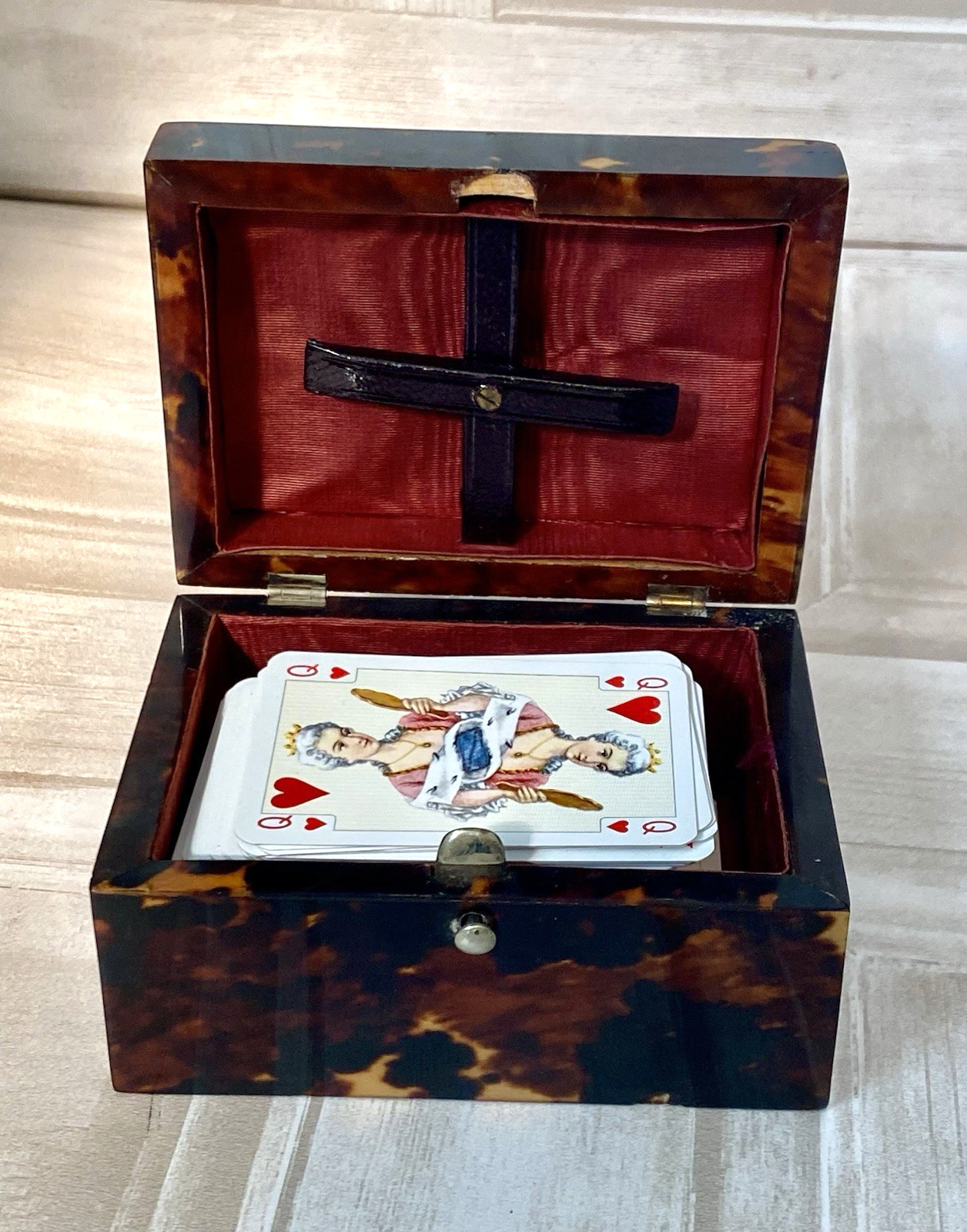 Antique Sterling Silver Tortoise Shell Playing Card Bridge Box - Chester 1894