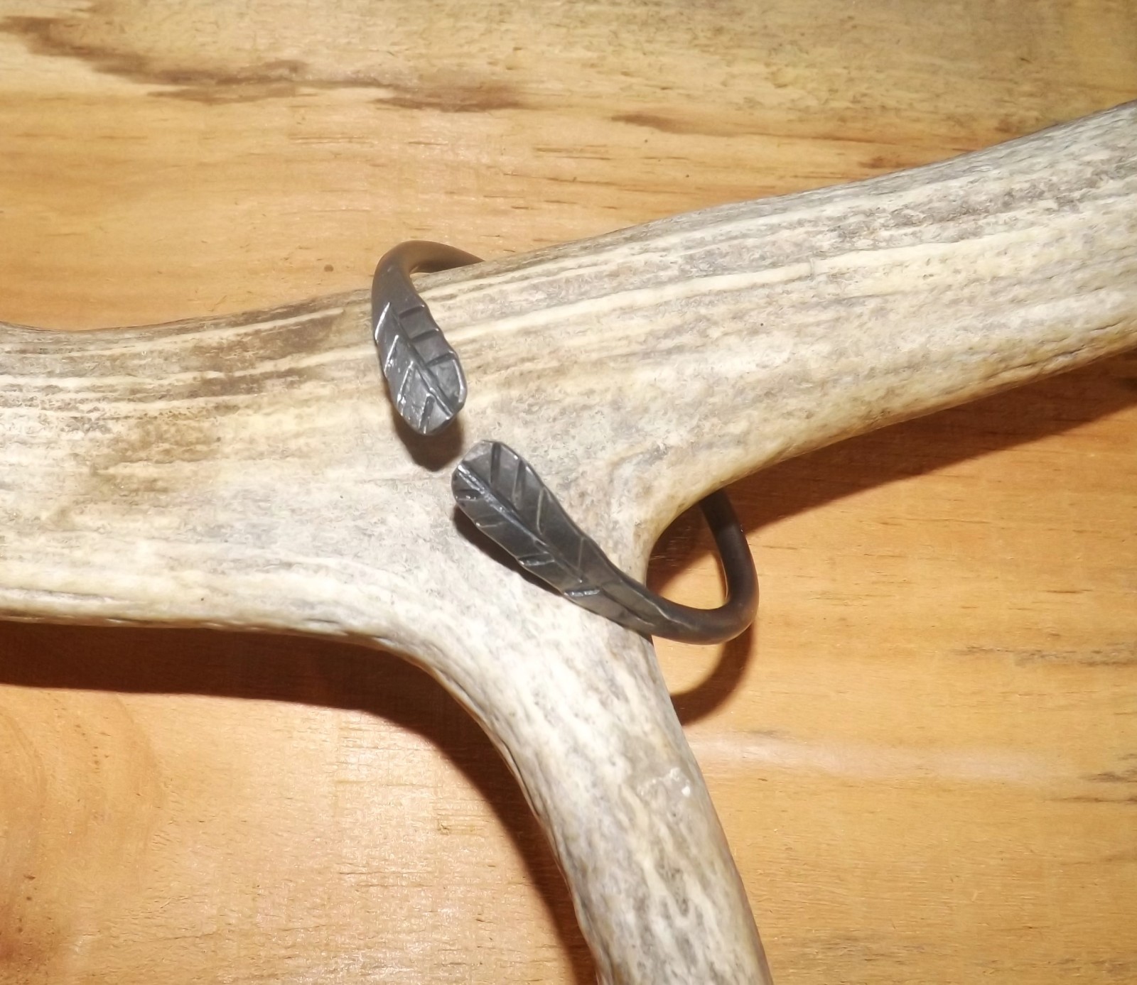 Hand forged iron bangle bracelet size medium