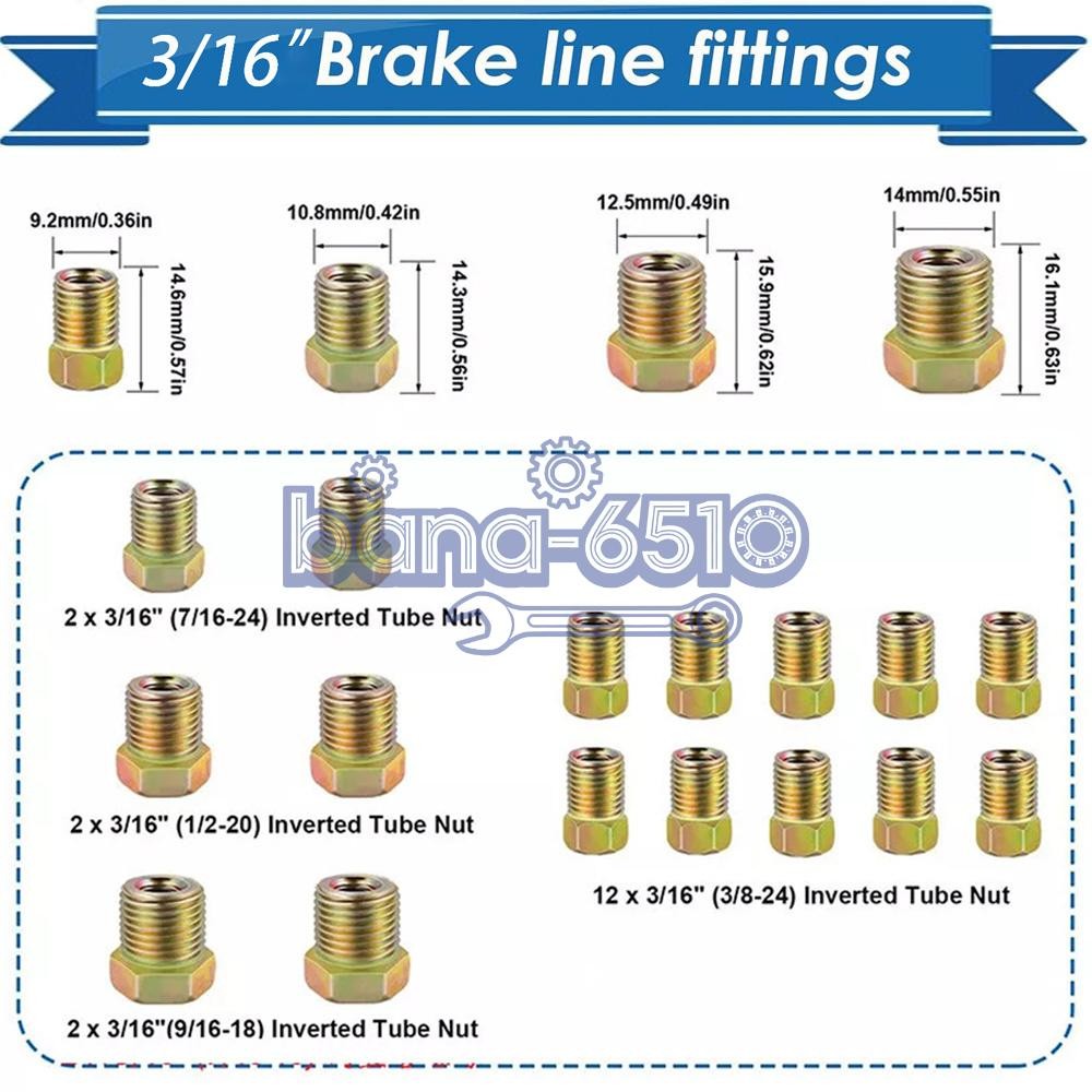 Copper Nickel Brake Line Tubing Kit 3/16 OD 25 Ft Coil Roll all Size Fittings US