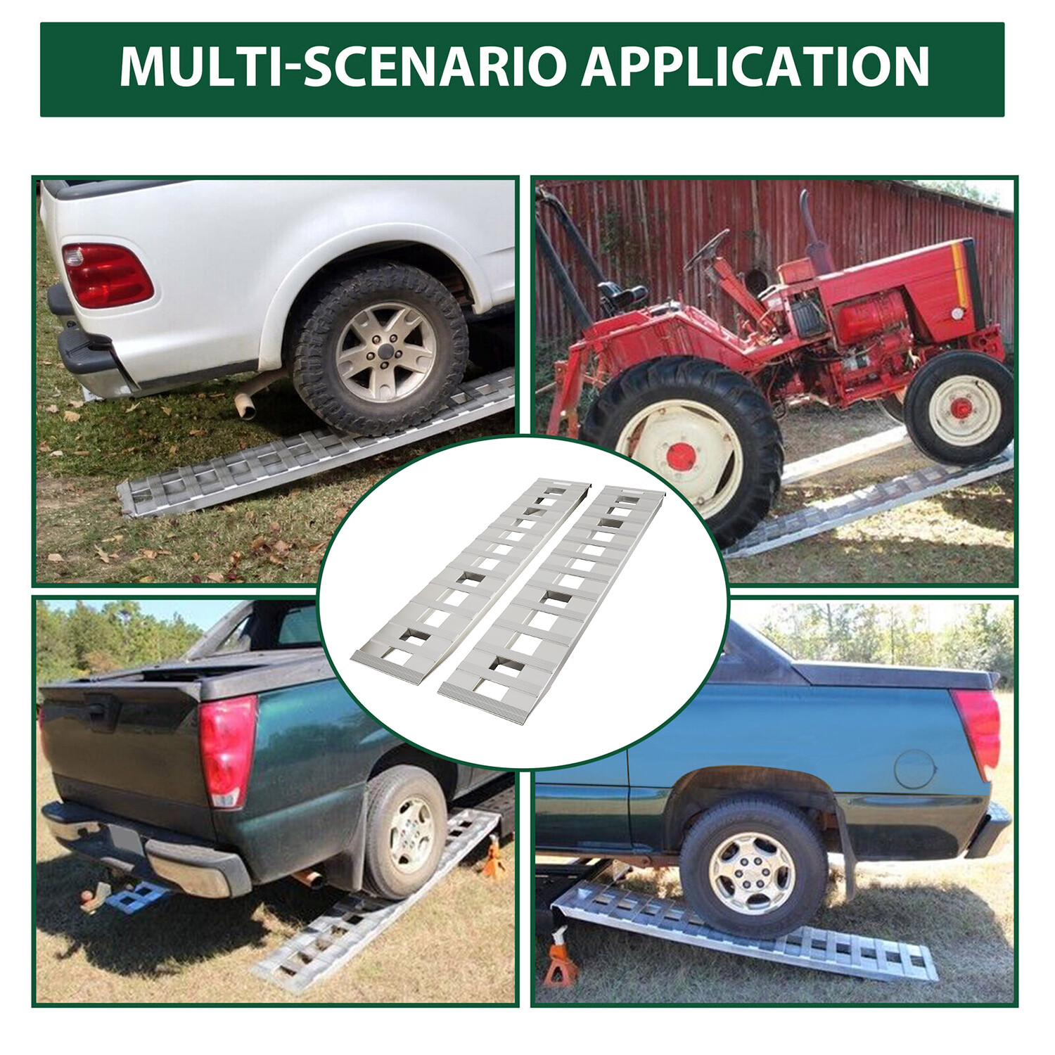 72"x15" Pair Aluminum 8500 LBS Hook Ramps Car Truck Trailer Auto Hauler Tractor