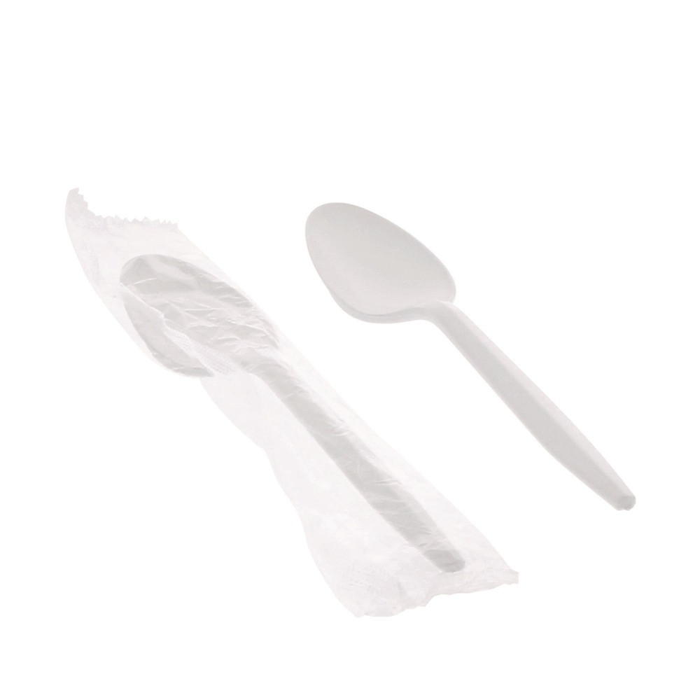 Pactiv Corp. FKSWCH Plastic Spoon Wrapped Fieldware Cutlery - Wht (1000/CT) New