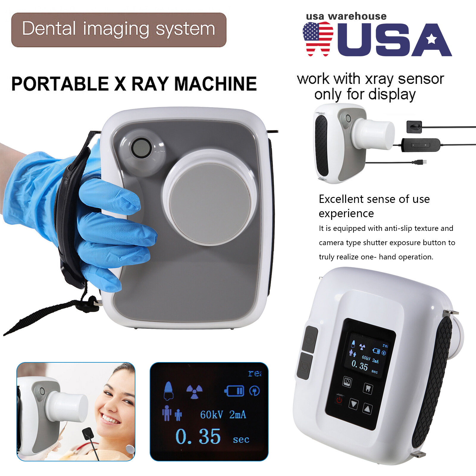 X-Ray Machine Unit + Dental Digital Imaging System RVG XRay Sensor Size 1.5
