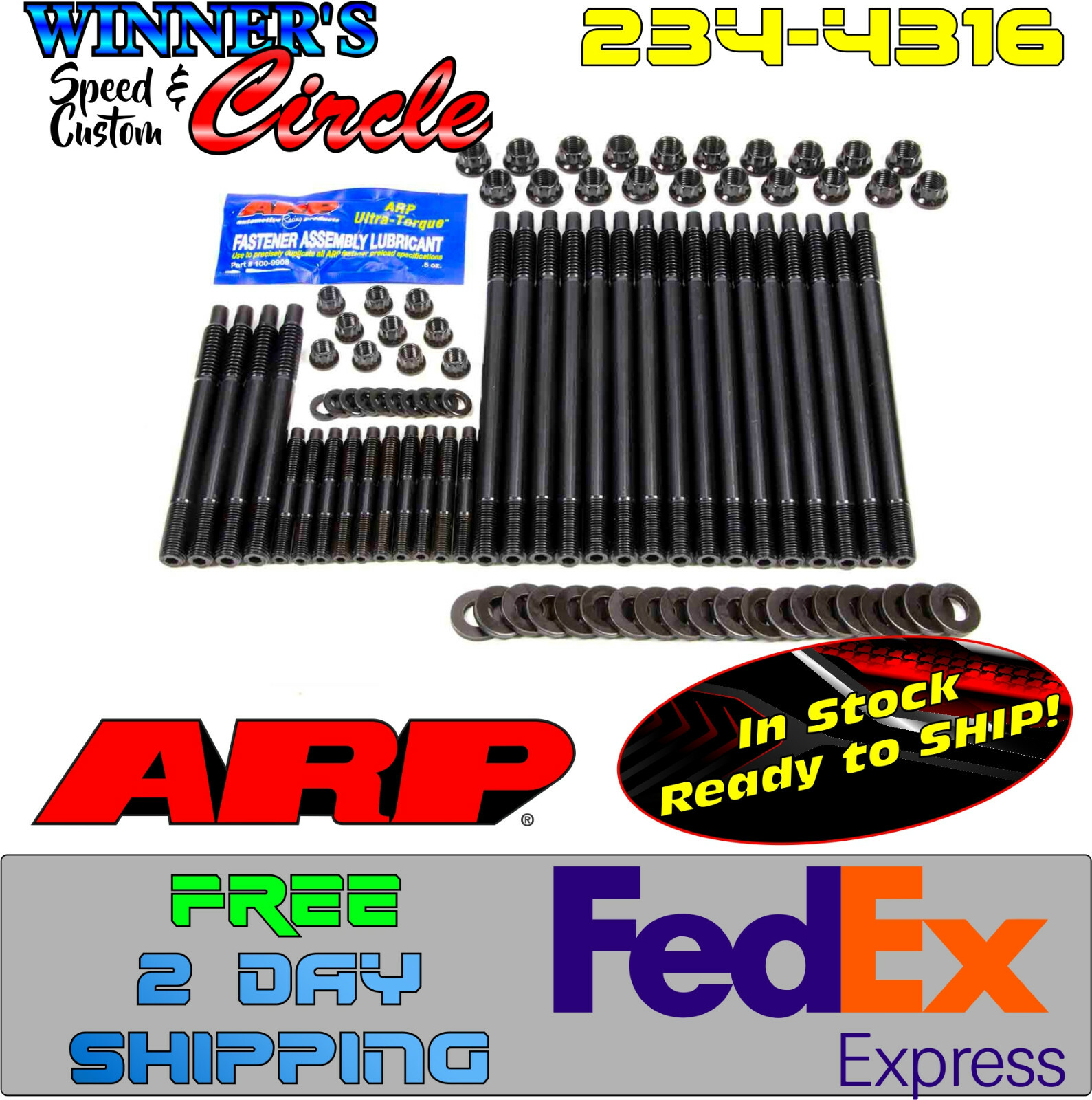 ARP 234-4316 LS1 Head Stud Kit 12pt nuts LS thru 2003