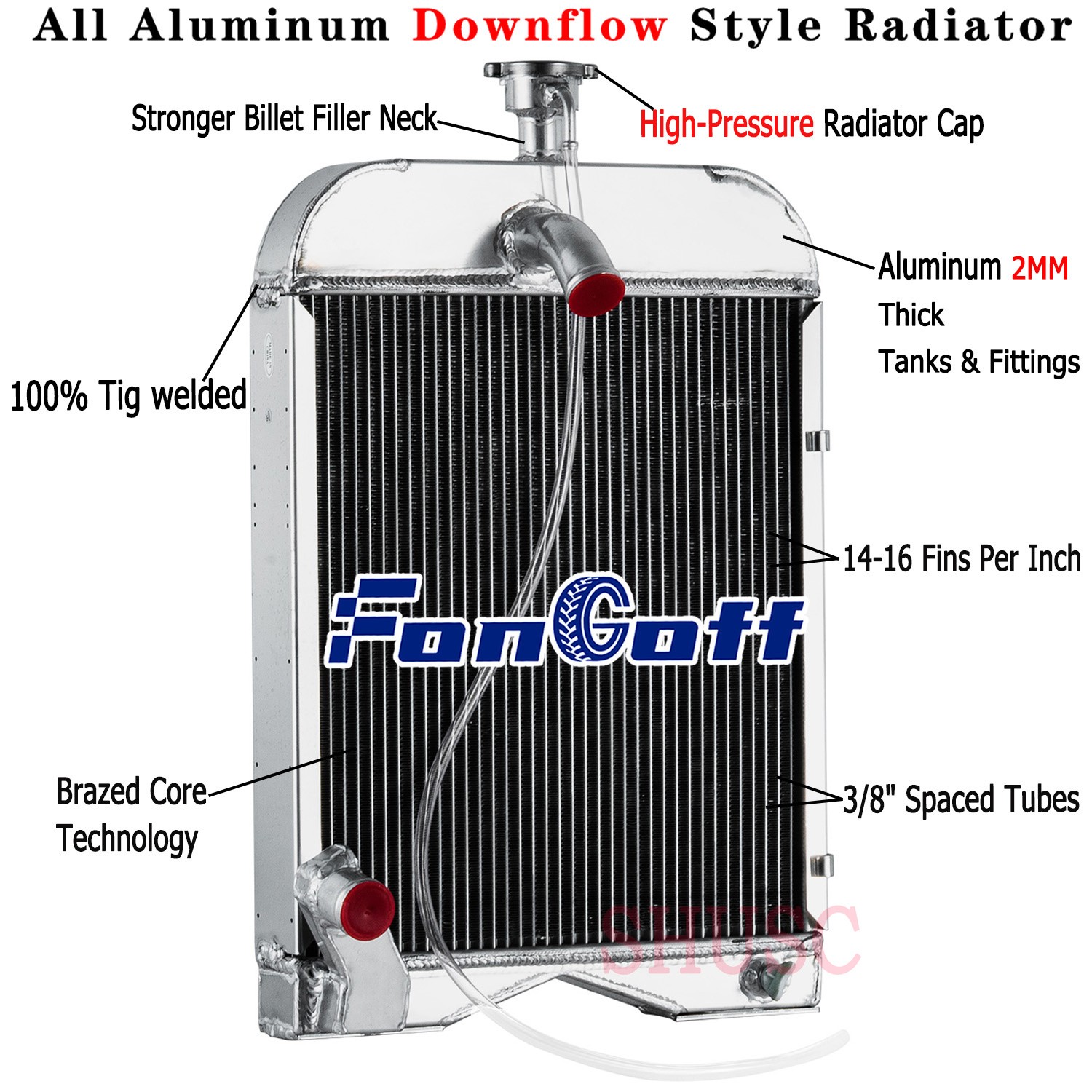 Aluminum 3 Row Tractor Radiator For Ford 2N 8N 9N Model 8N8005 w/ Radiator Cap