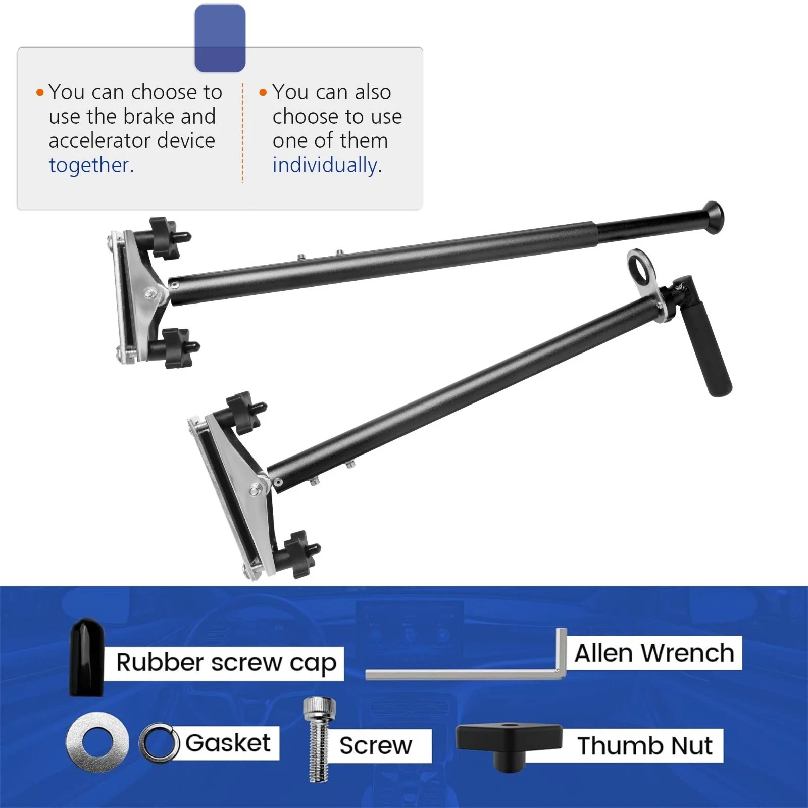 Handicap Driving Hand Controls Universal Portable for Disabled Drivers Black