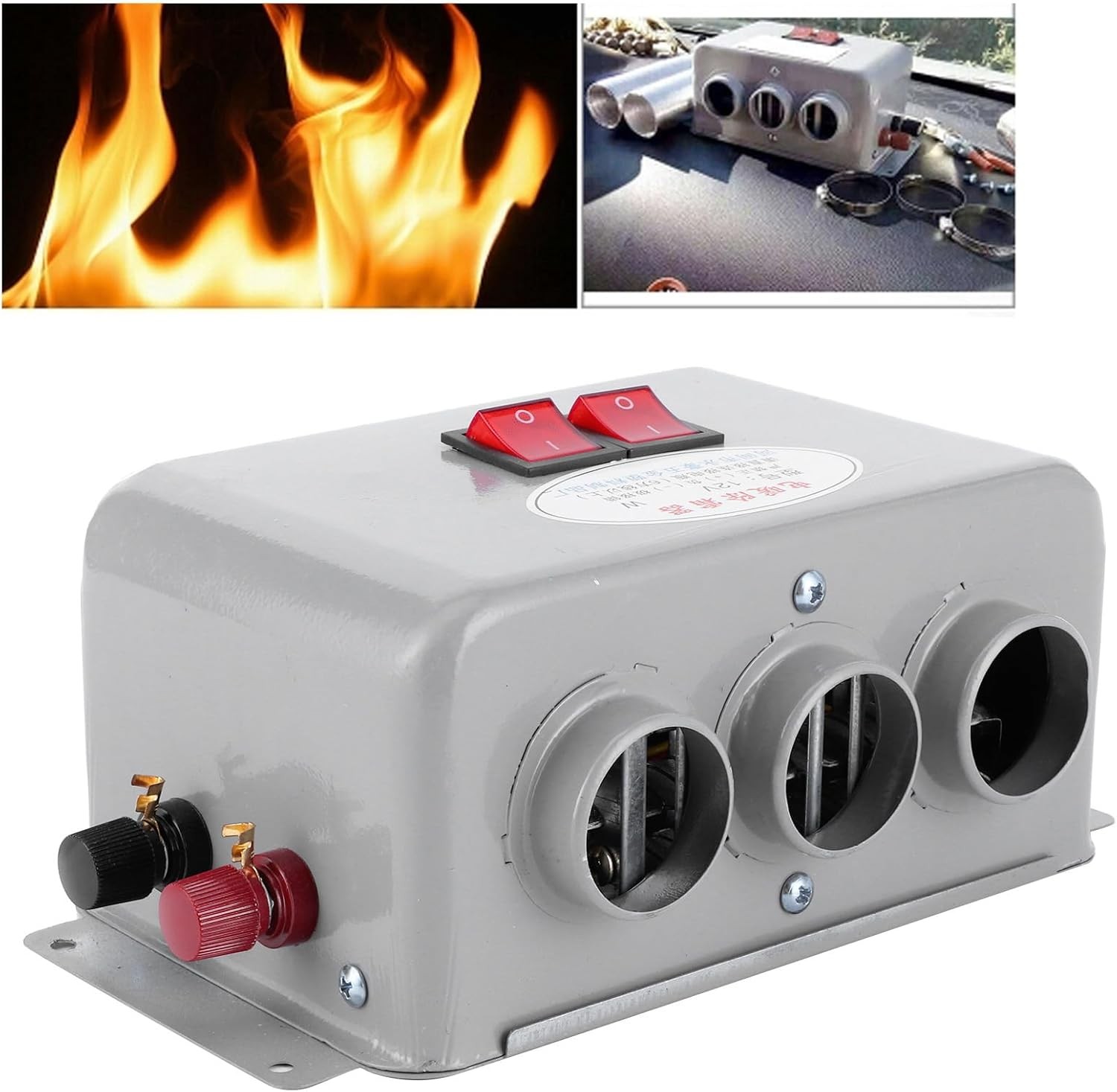 Interior Heater 12V 800W Dual Gear 3 Hole Compact Car Demister Winter Fast Heat
