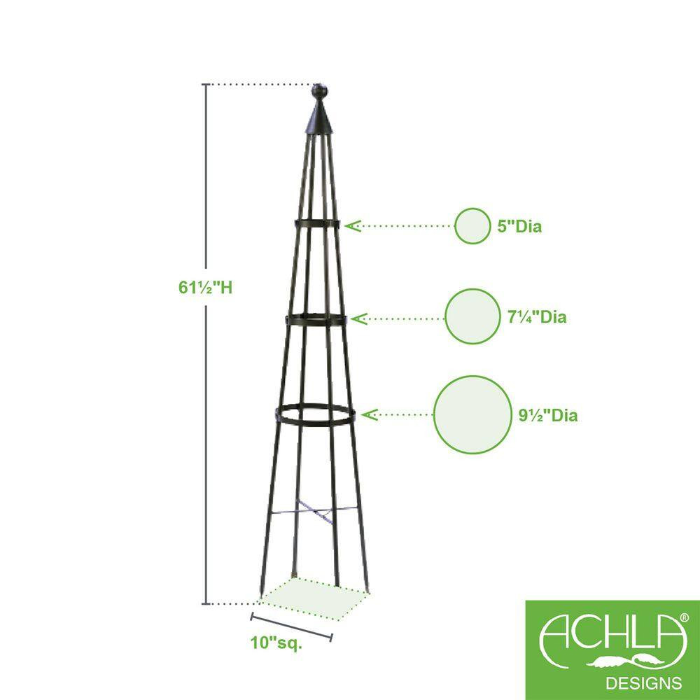 Obelisk Garden Trellis, 60 In. Tall, Graphite Powder Coat Finish