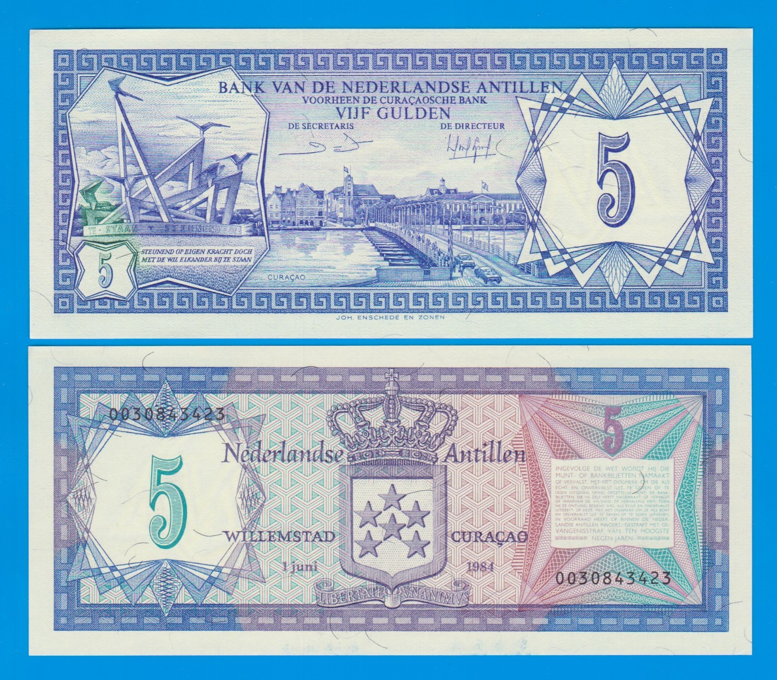 Netherlands Antilles, Curacao, 5 Gulden P-15b, 1984 UNC ( P 15 b )