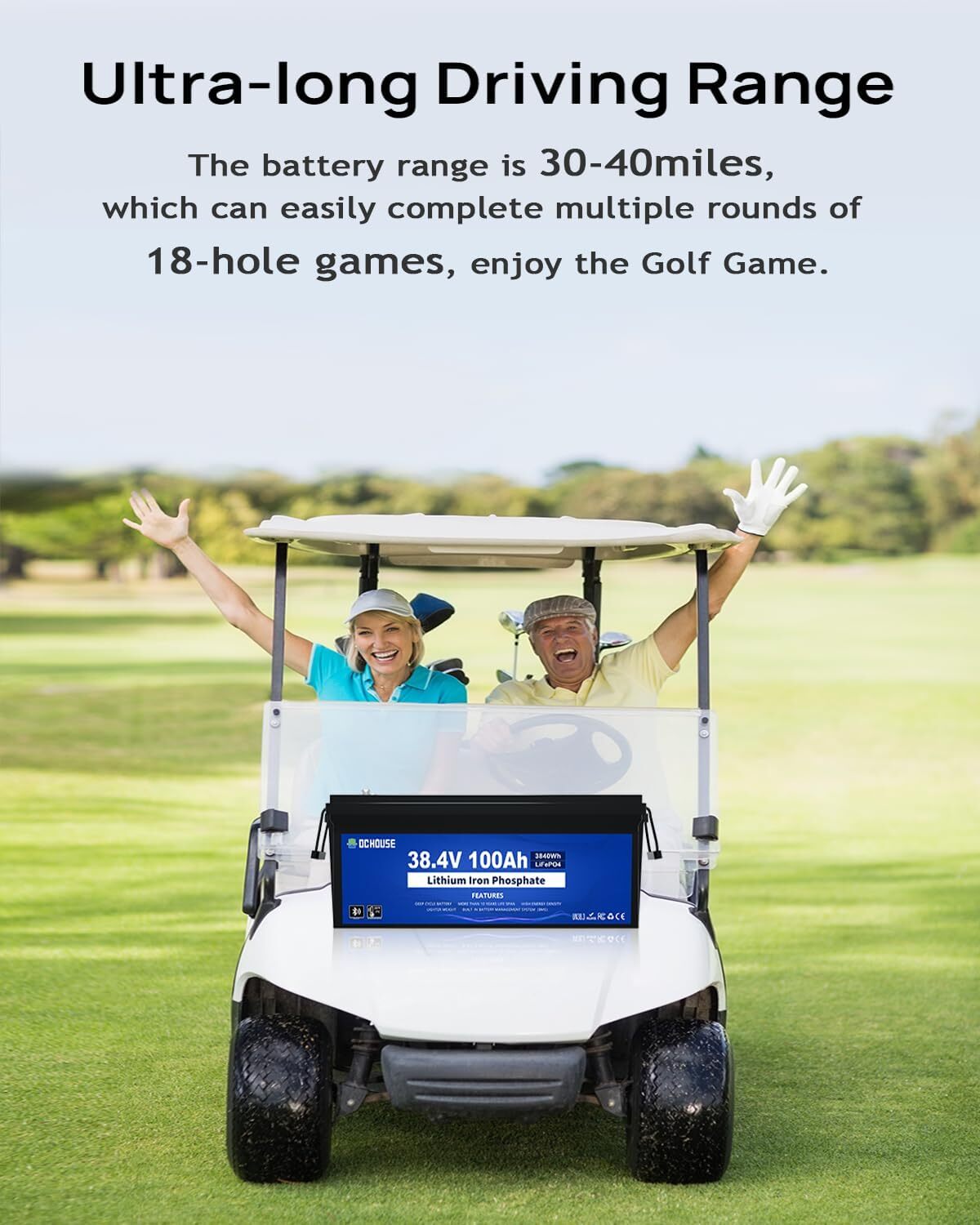 36V 100Ah Lithium Golf Cart Battery with 25A Charger Golf Cart Trolling Motor RV