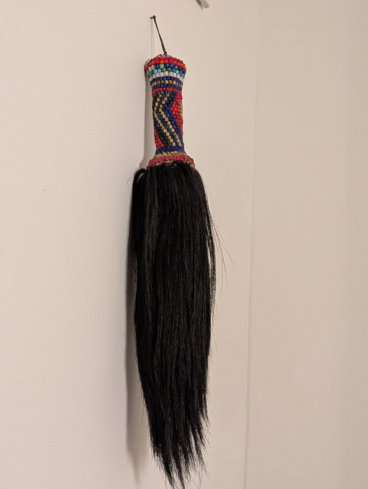 Vintage Yoruba Beaded Irukere Fly Whisk - Nigerian Tribal Art - Ifa Orisha Ase