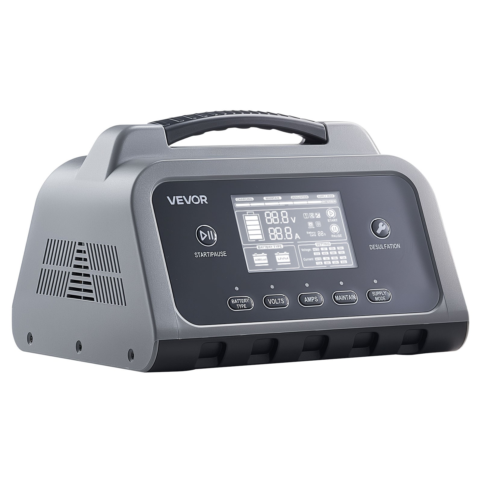 VOVOR Smart Battery Charger 20A for 6V 12V 24V Lithium LiFePO4 Lead-Acid Battery