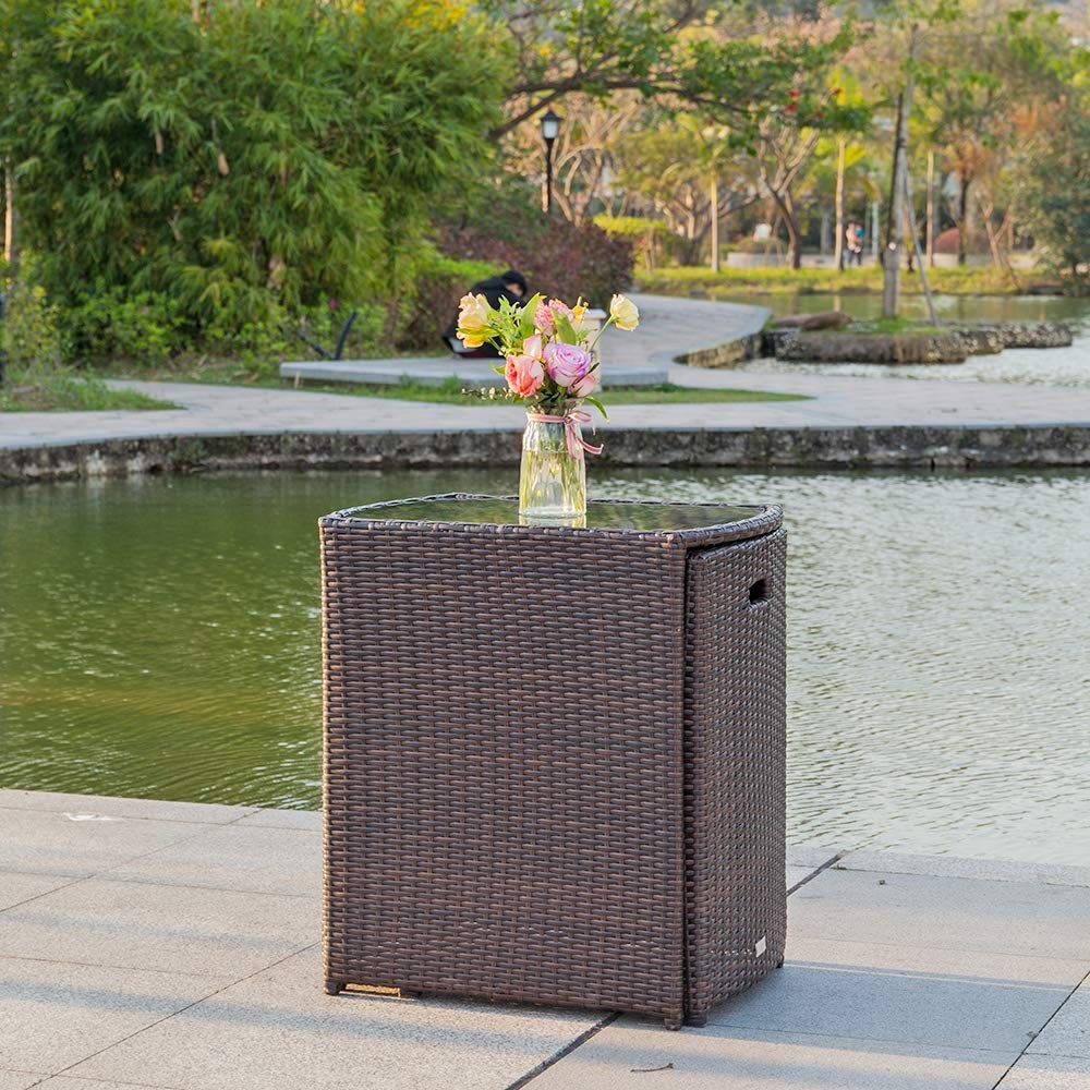 3 件套柳条户外庭院小酒馆套装露台家具套装适用于小空间