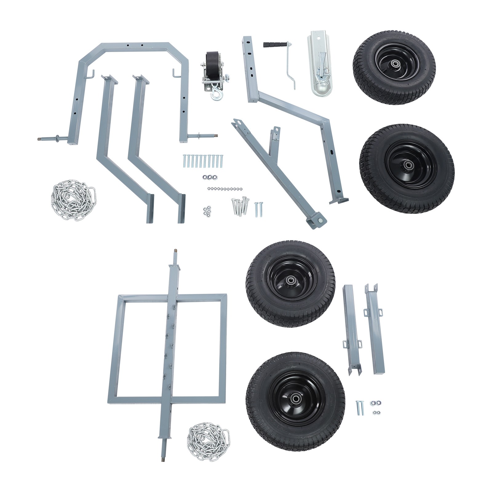 1600lb Log Trailer Heavy-Duty ATV Log Skidding Arch & Holder Set w/4x16in Wheels