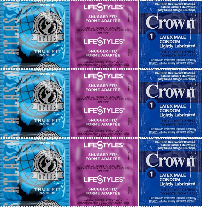 60 Small Snugger Tight Fit Lubricated Bulk Condoms Sampler Pack