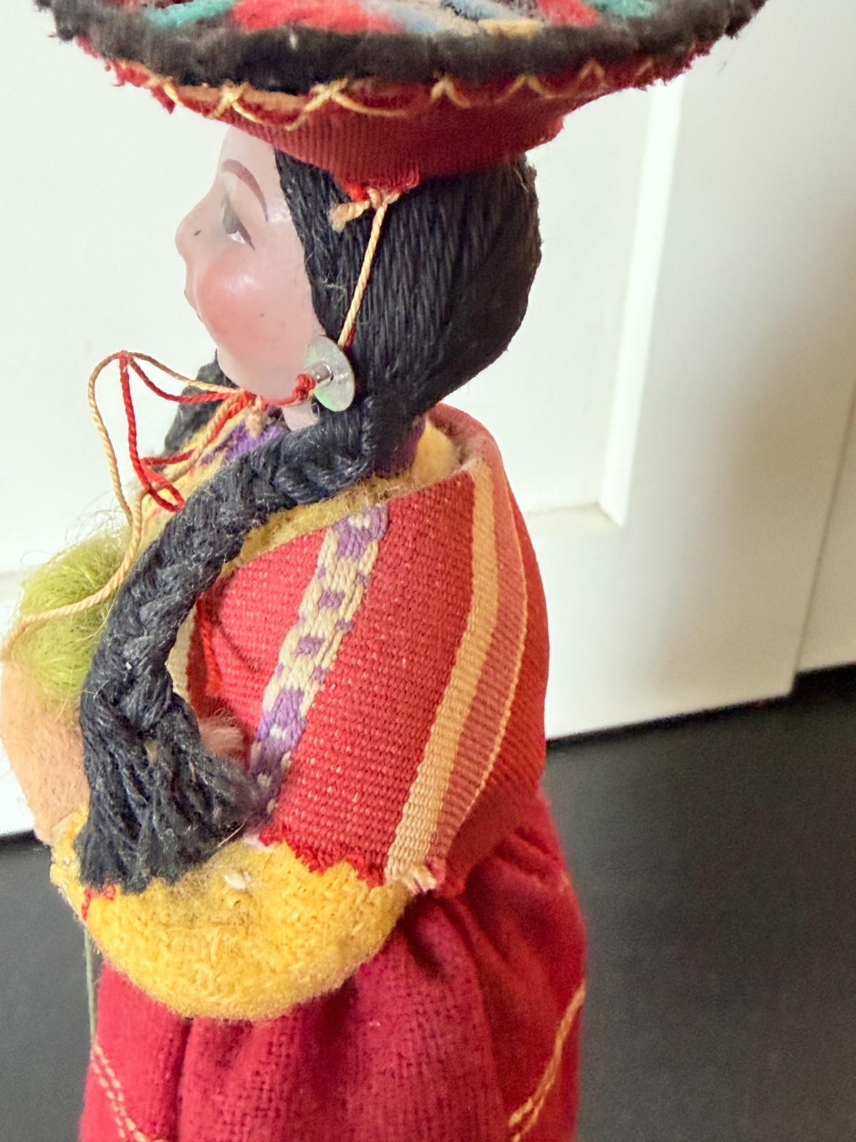 Vintage Peruvian Folk Art Dolls Pair Handcrafted Andean Highland Textile Figures