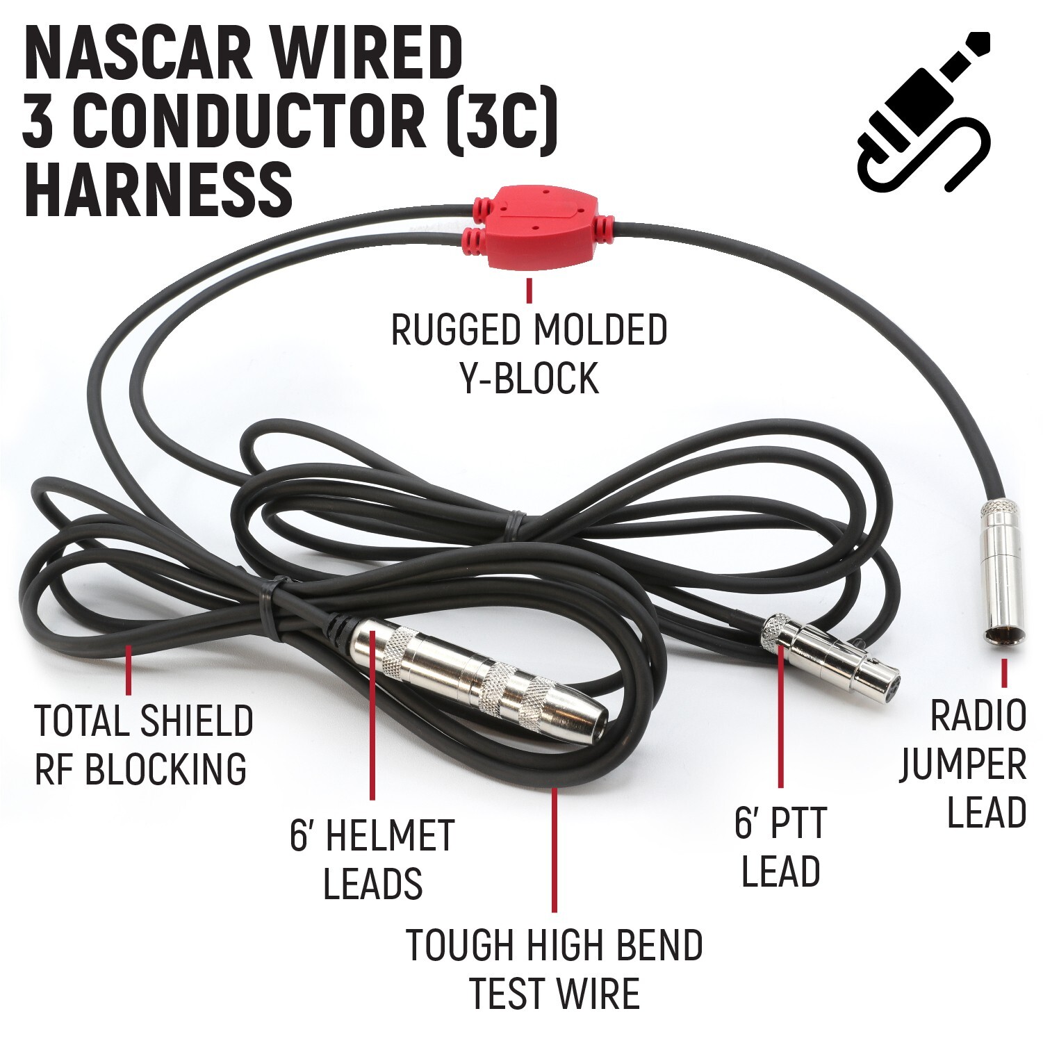 Rugged NASCAR Pro Drivers Car Harness Racing Radios Communications Electronics