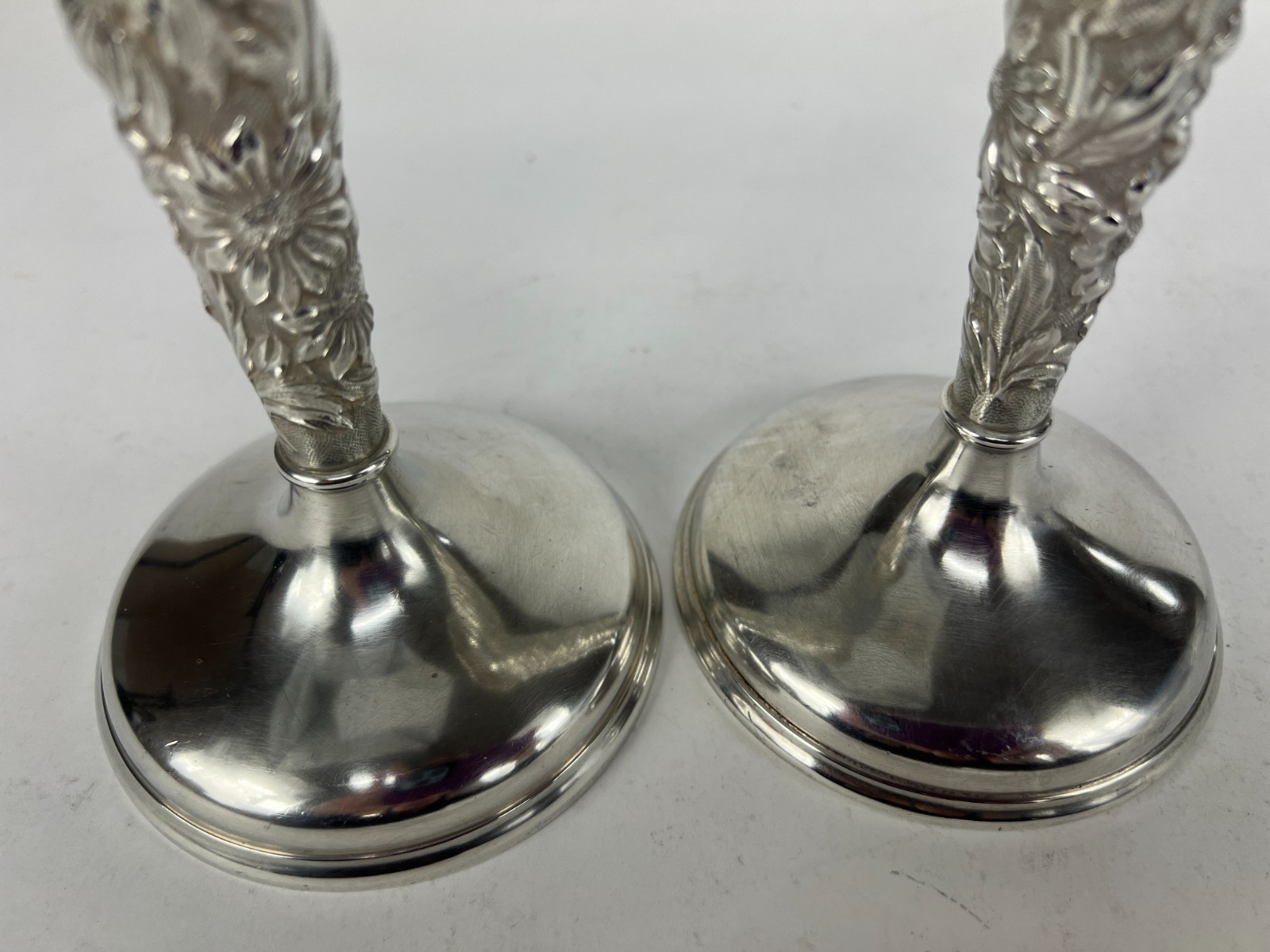 Vintage Sterling Silver Stieff Rose Hand-Chased #159 Candlesticks - 10.25"