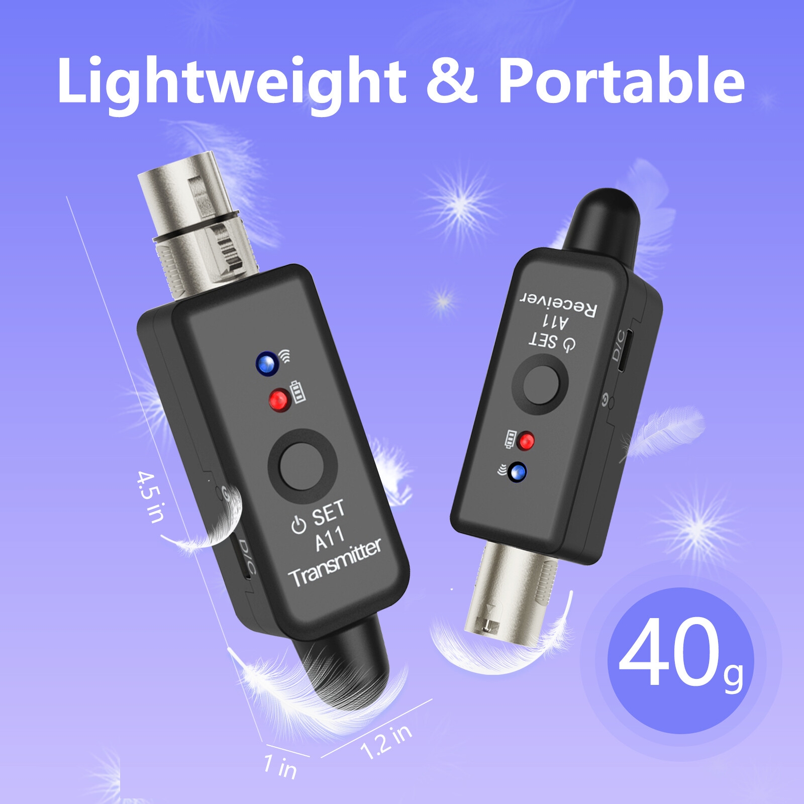 Wireless XLR Microphone System for Dynamic Microphone PA System and Audio Mixer